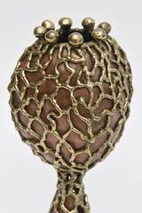 Paul Evans Inspired Mixed Metals Pair of Sculptural Candlesticks/ Vessels