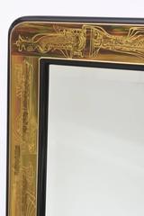 Mastercraft Bernhard Rohne Acid Etched and Black Lacquer Sculptural Mirror