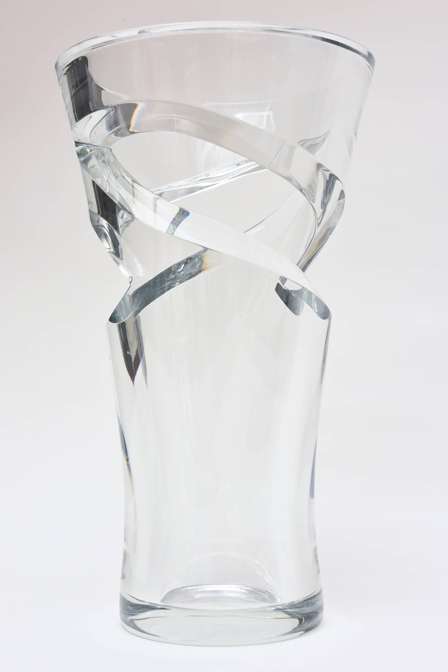 French Sculptural Baccarat Monumental Crystal Modernist Vase