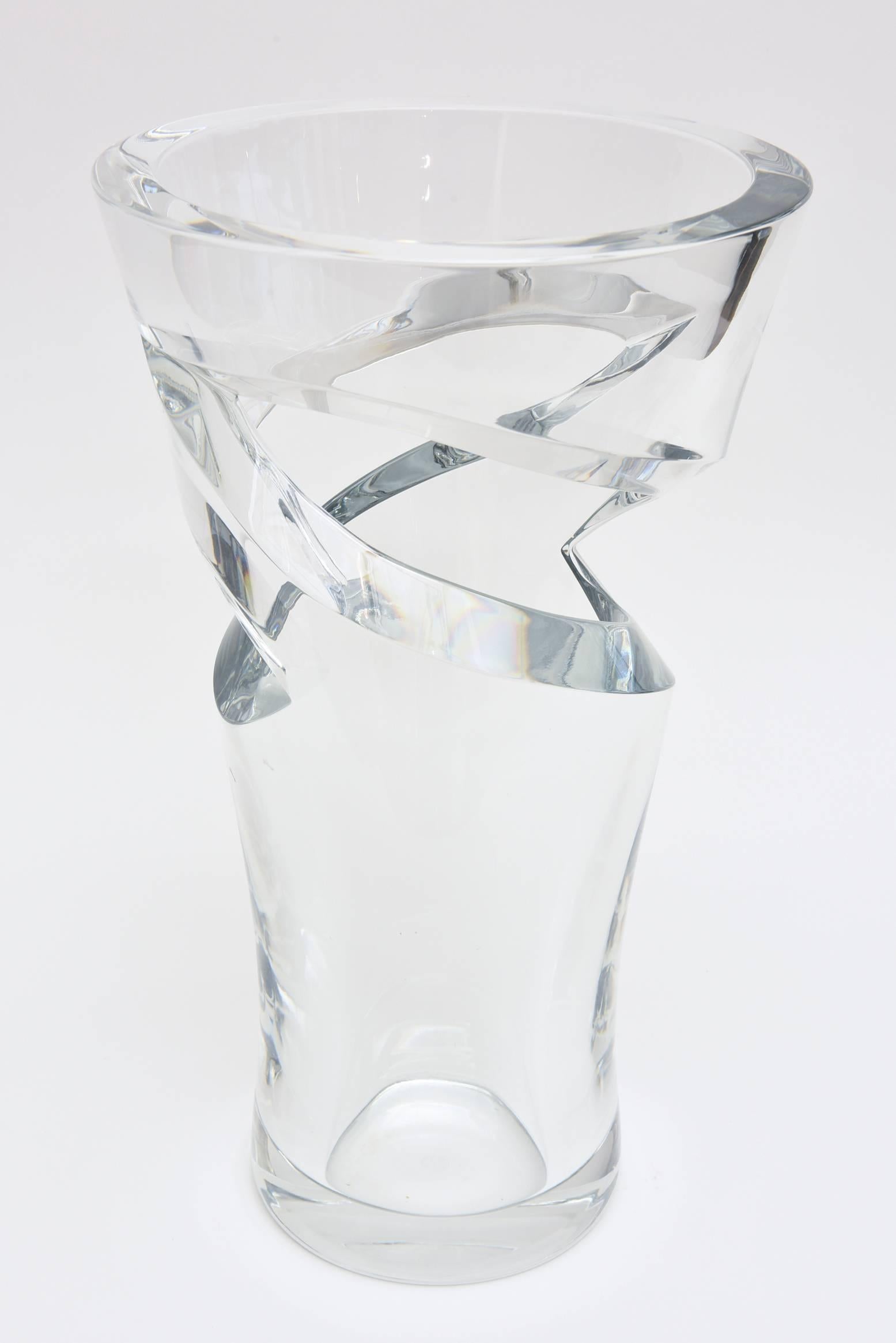 Sculptural Baccarat Monumental Crystal Modernist Vase 1