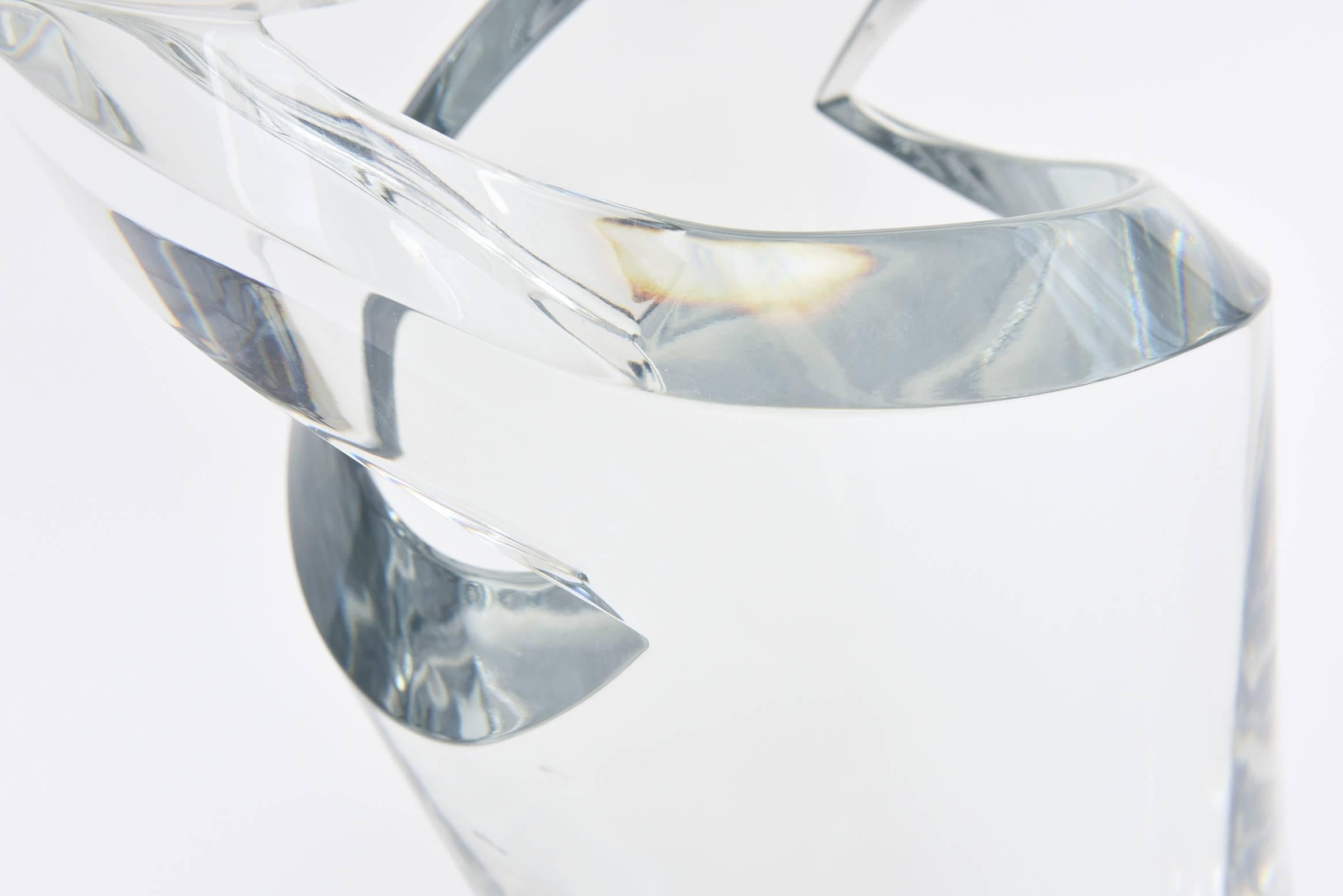 Sculptural Baccarat Monumental Crystal Modernist Vase 3