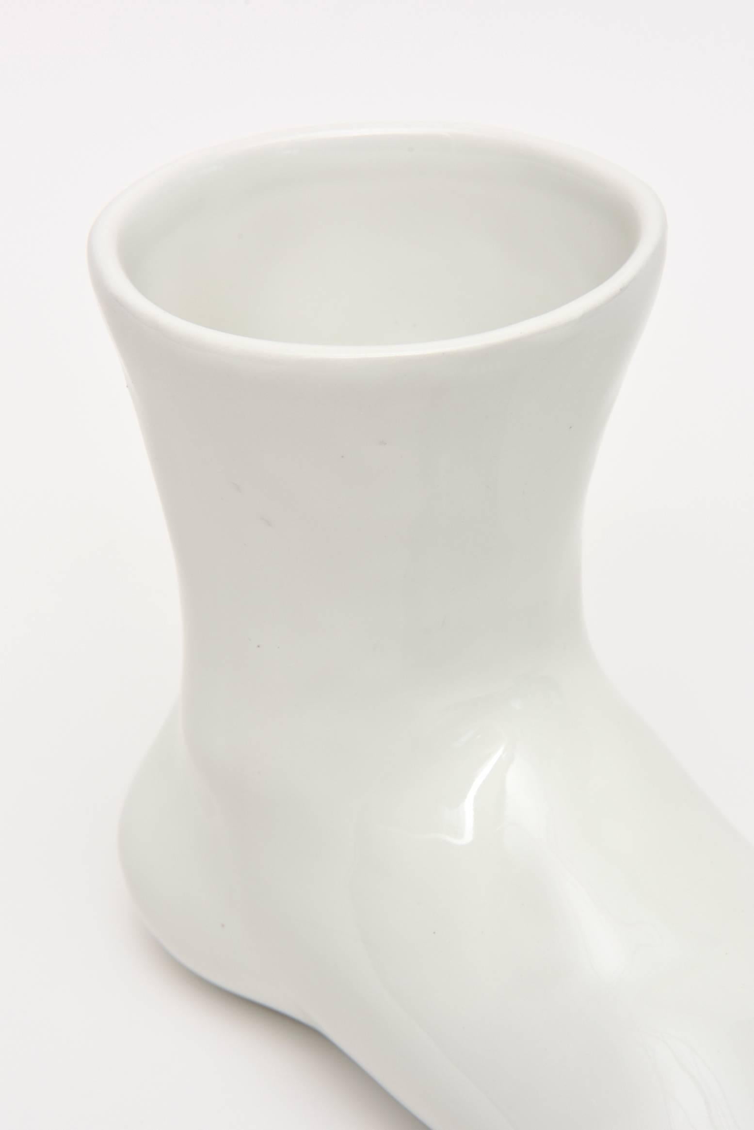 Italian Fornasetti Style Ceramic Foot Vase/Vessel  1