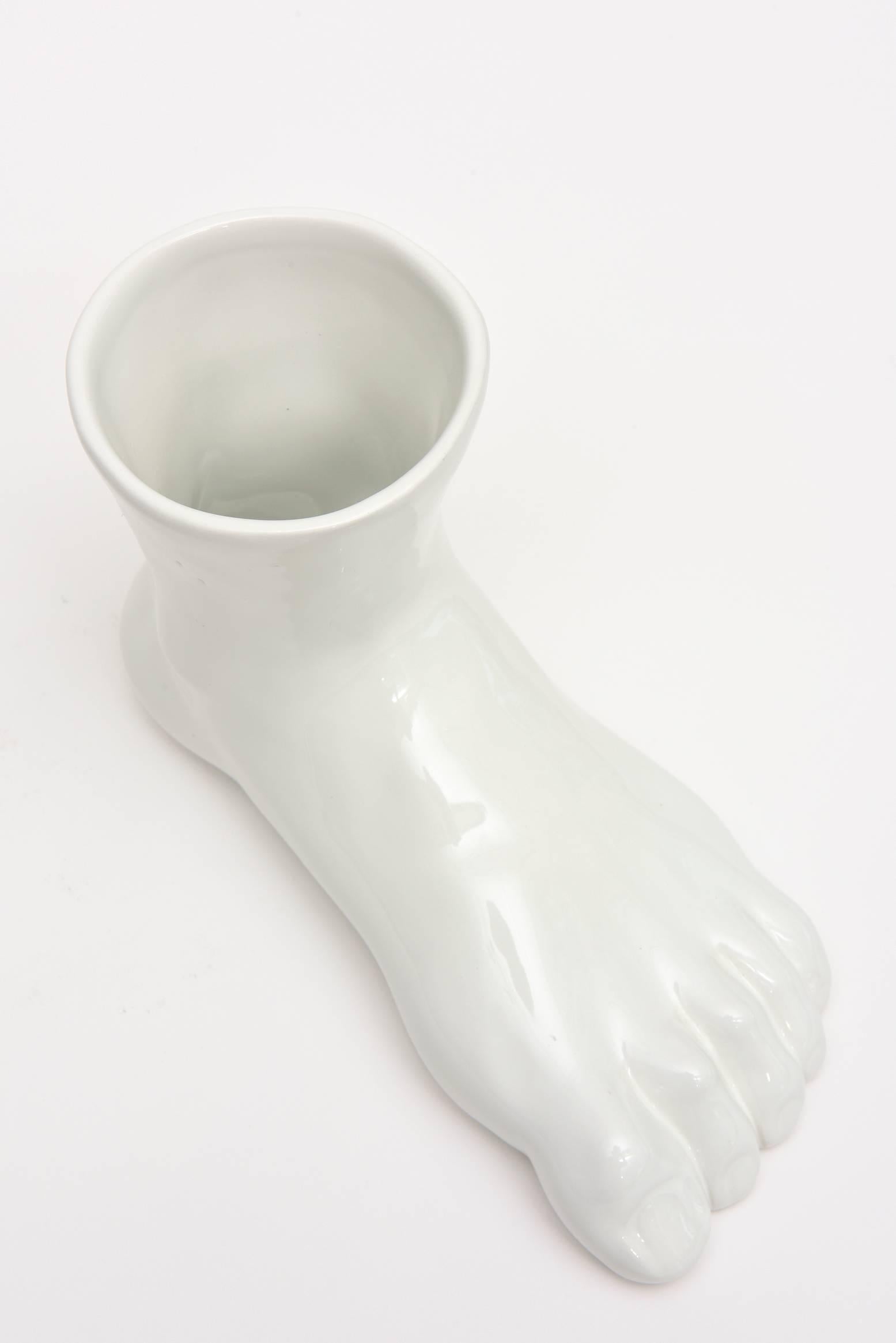 Italian Fornasetti Style Ceramic Foot Vase/Vessel  2