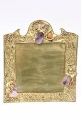 Hand-Wrought Brass, Amethyst, Rose Quartz & Carnelian Picture Frame/Mirror