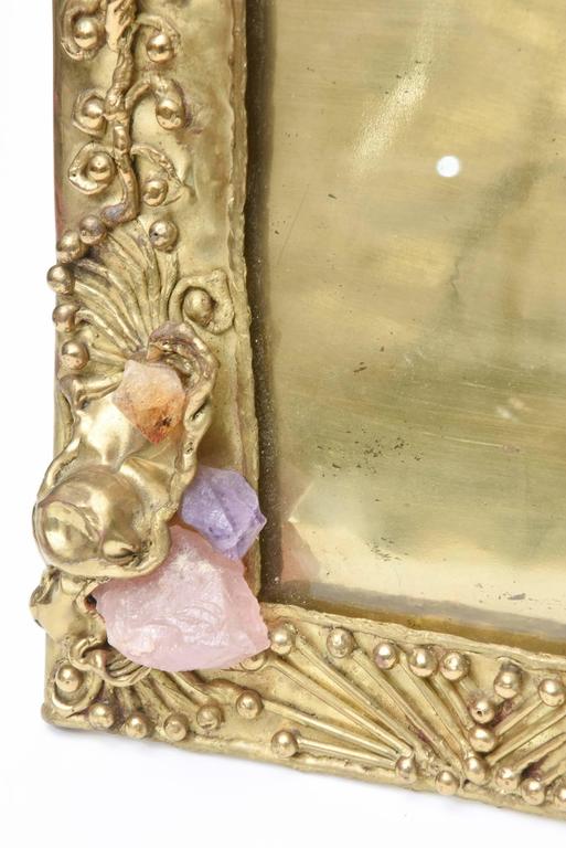 HandWrought Brass, Amethyst, Rose Quartz and Carnelian Picture Frame
