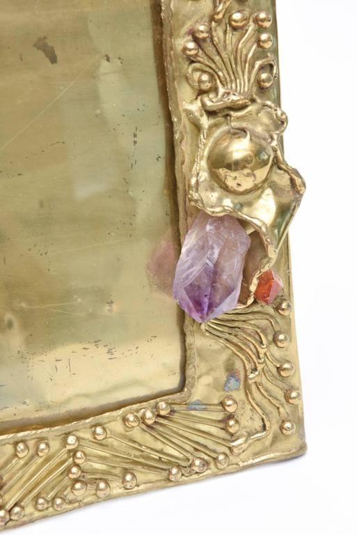 HandWrought Brass, Amethyst, Rose Quartz and Carnelian Picture Frame