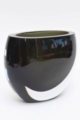 Italian Murano Sommerso Sculptural Heavy Glass Vase or Vessel