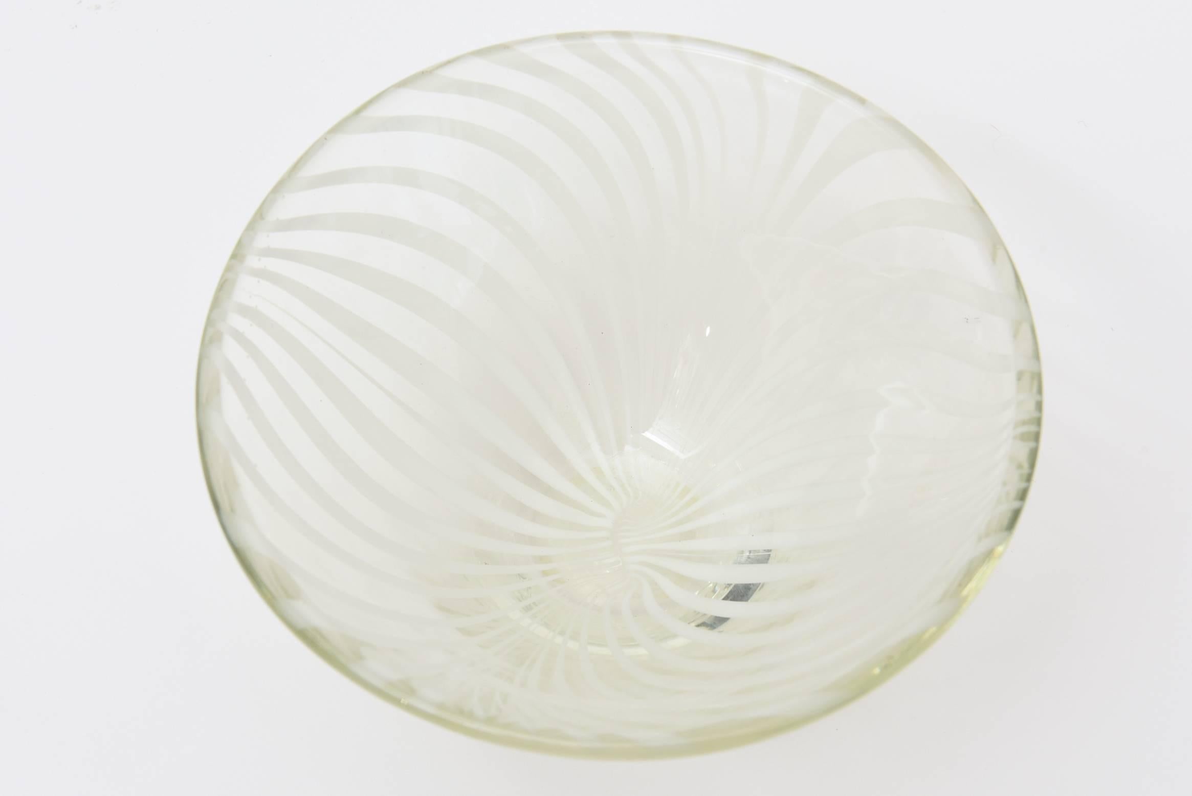 Sculptural Optical Swirled Swedish Glass Bowl For Sale 2