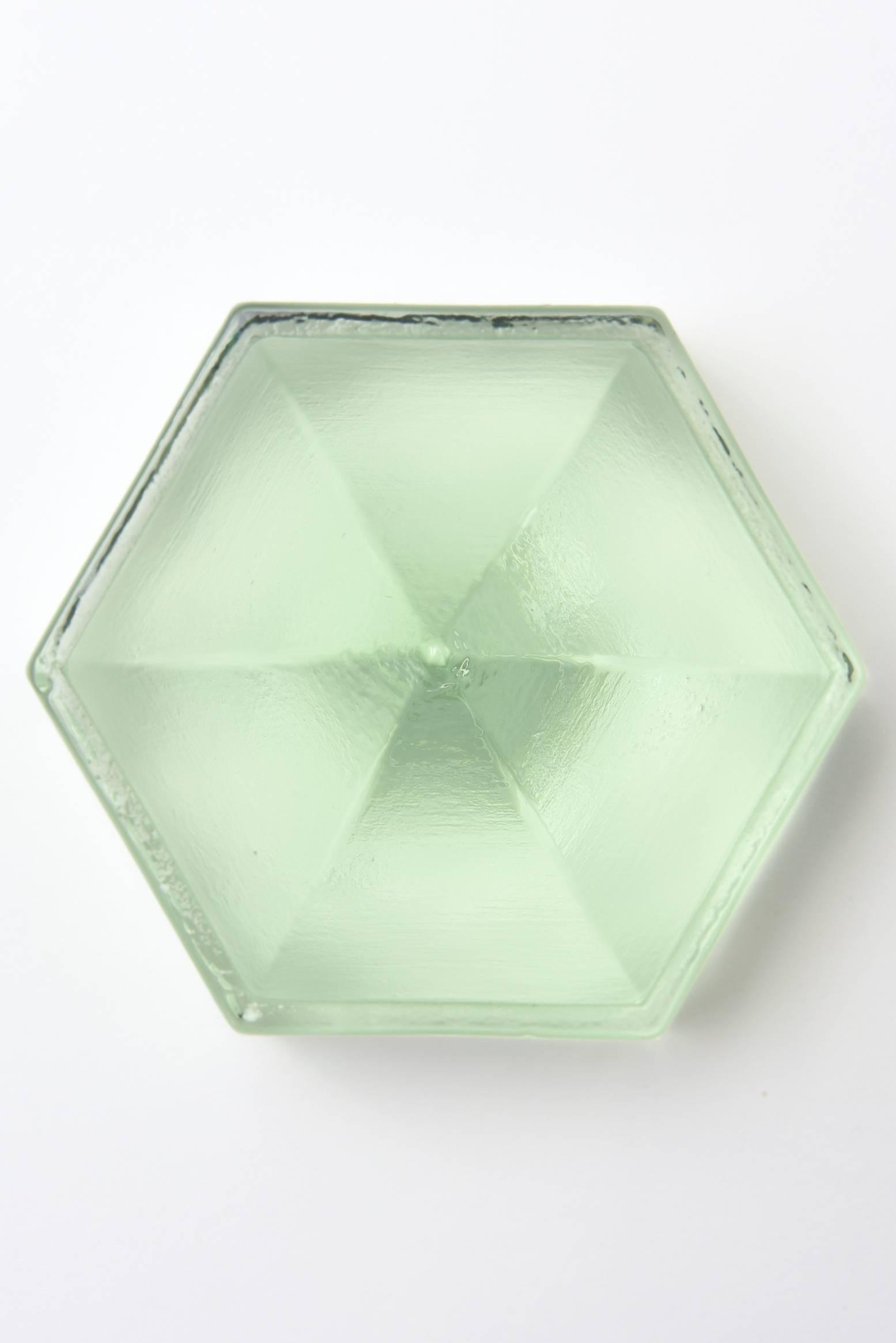  Hexagonal Glass Paperweight Sculpture or Nautical Object In Excellent Condition In North Miami, FL