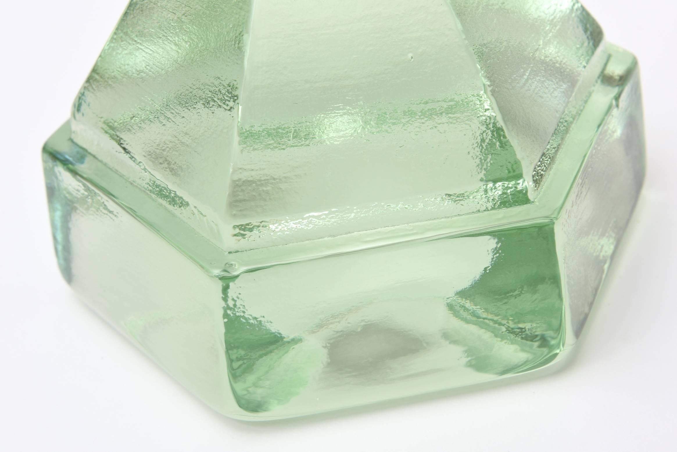 Hexagonal Glass Paperweight Sculpture or Nautical Object 1