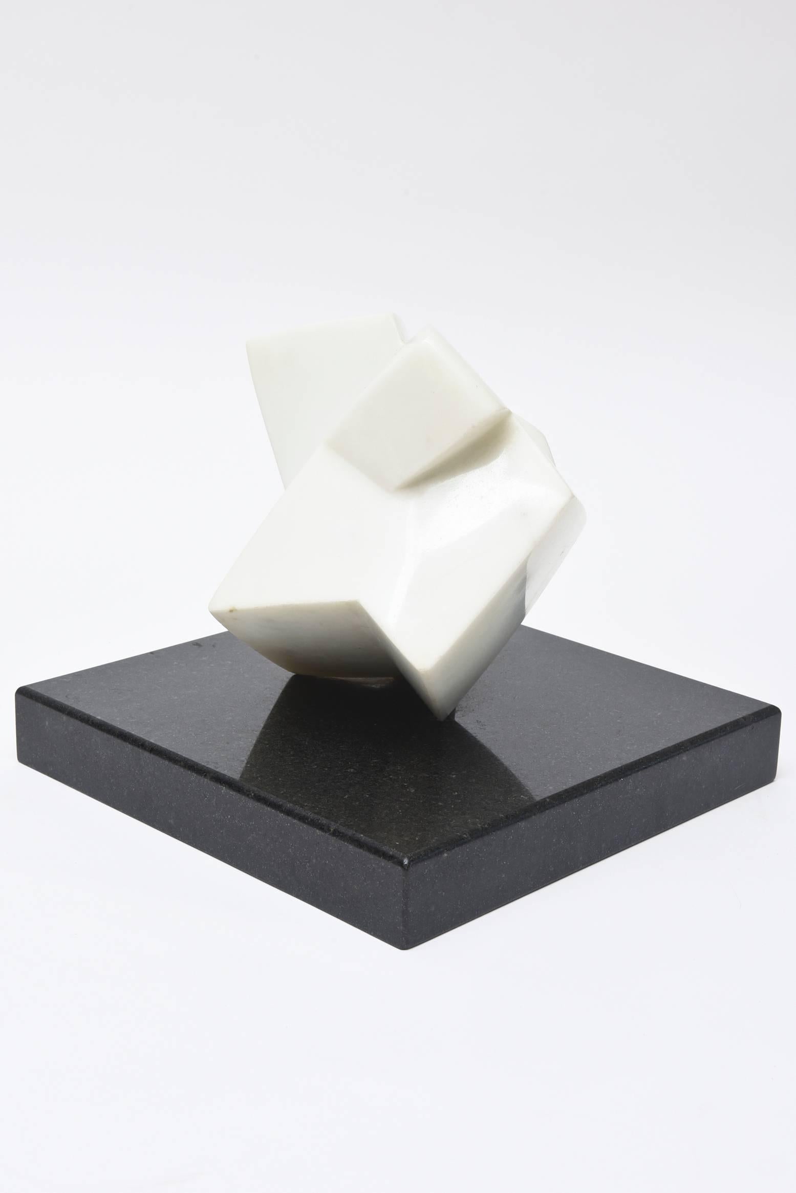Signed Michael Stallard Black and White Marble Cubist/Abstract Sculpture 4
