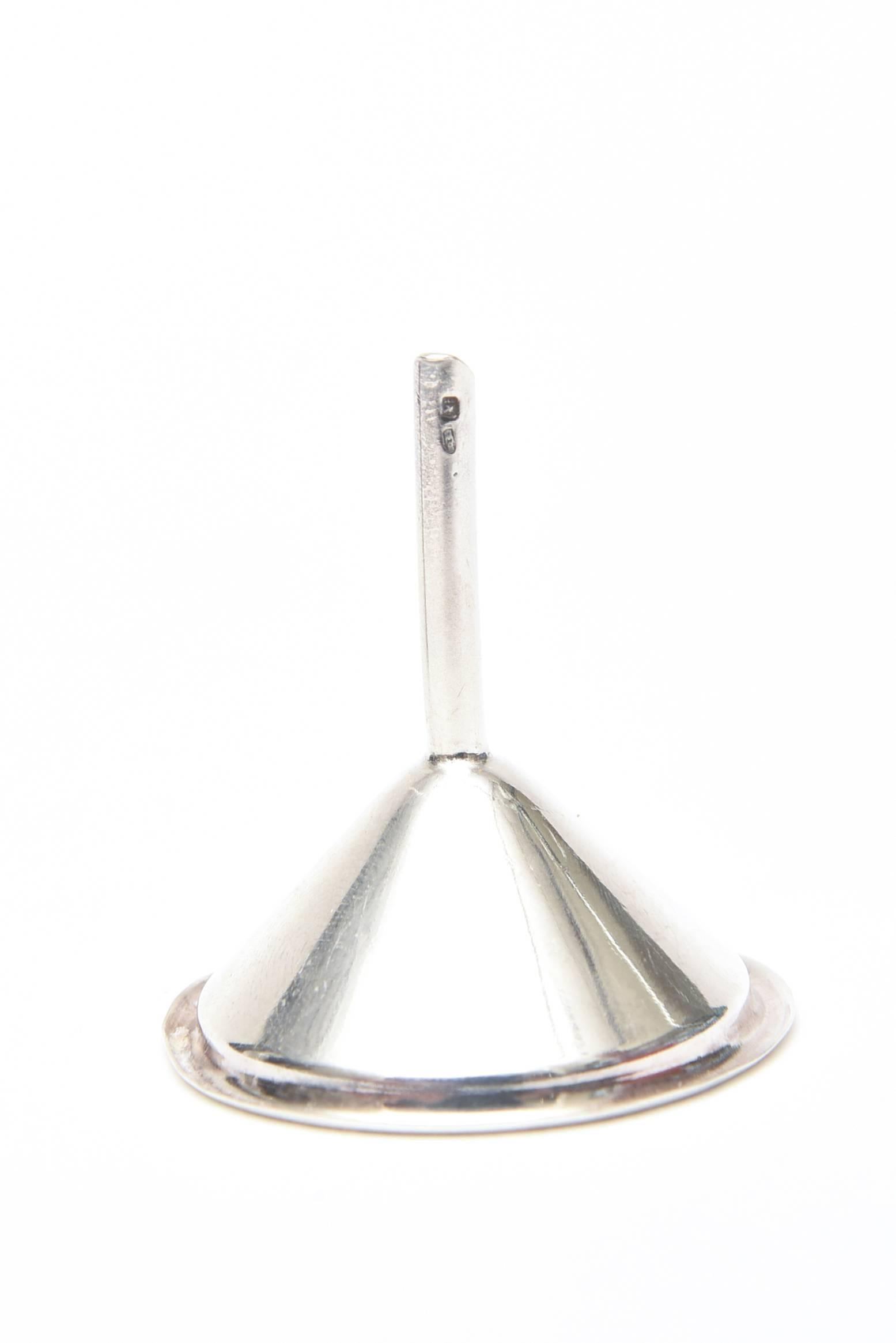 Art Deco French Deco Sterling Silver & Glass Traveling Perfume Bottle and Funnel