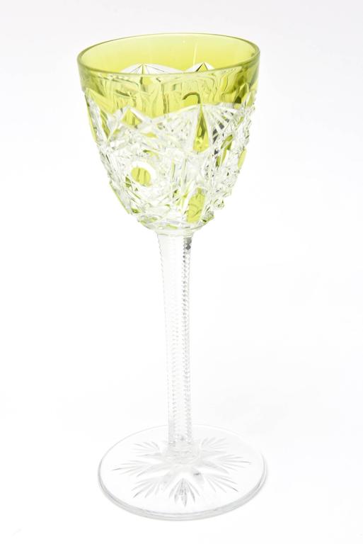 Set of Seven Cut and Etched Crystal Exquisite Signed Baccarat Wine Glasses at 1stDibs