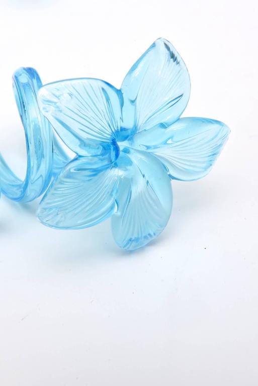 Collection of Nine Hand Blown Glass Coiled Turquoise Blue Flower Napkin Rings at 1stDibs glass