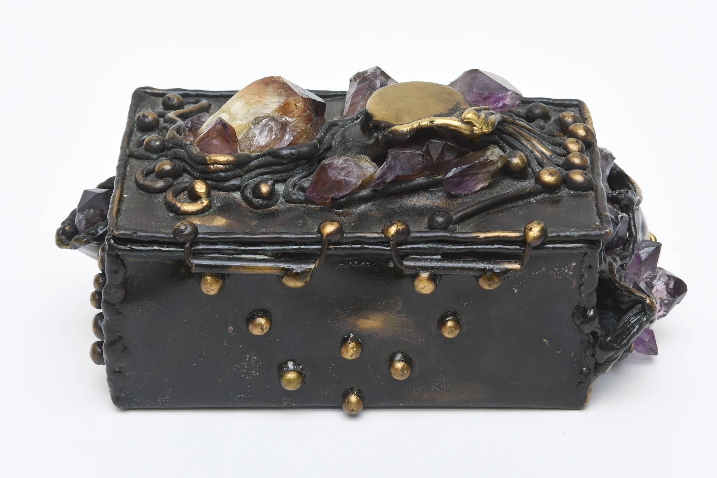 Brutalist Small Jeweled Sculptural Box  1