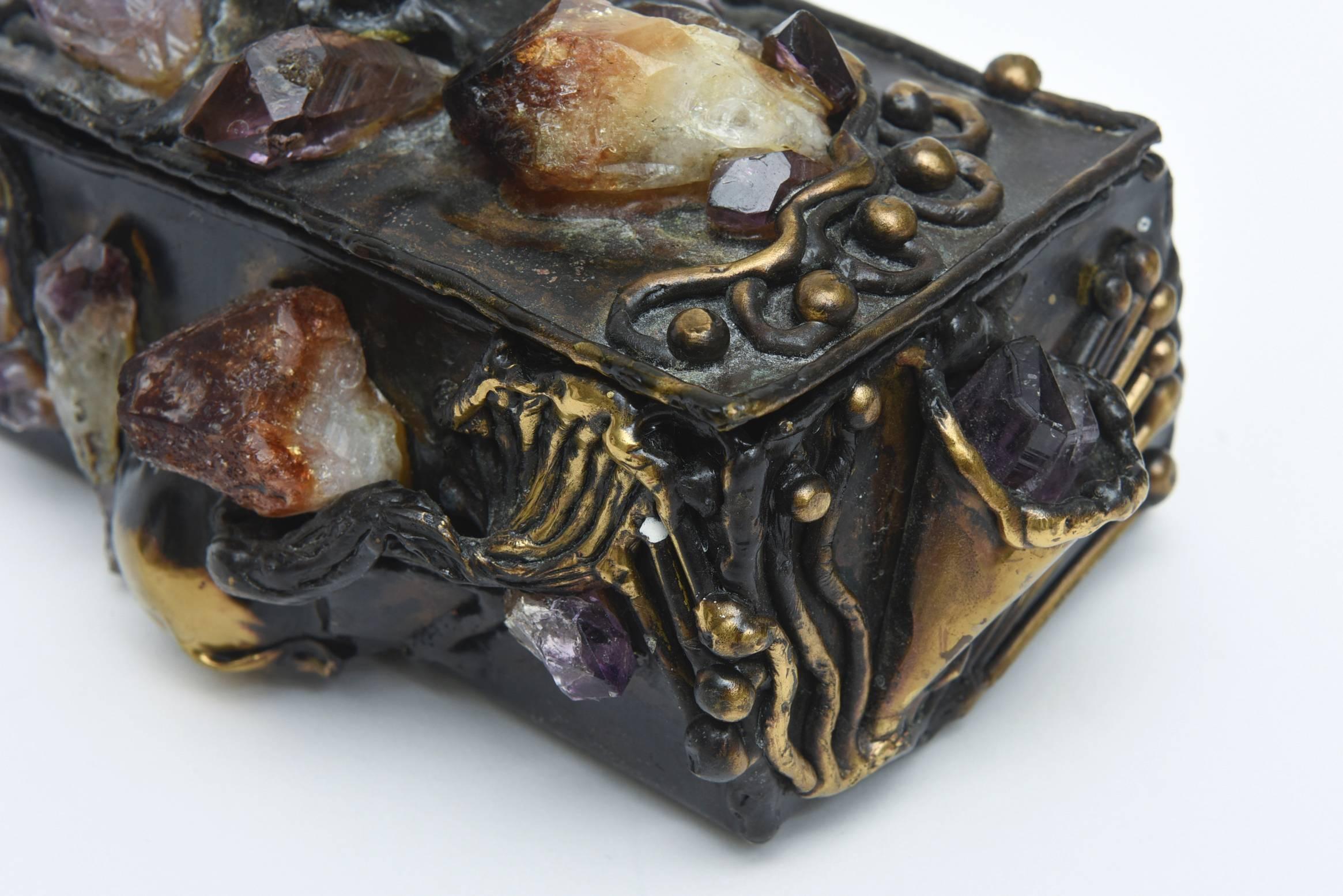 Brutalist Small Jeweled Sculptural Box  3
