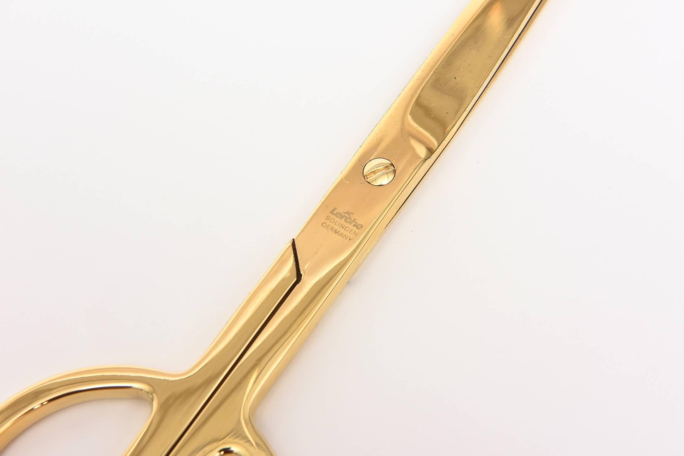 German Pair of Modernist Gold-Plated Letter Opener and Scissors/Desk Accessory