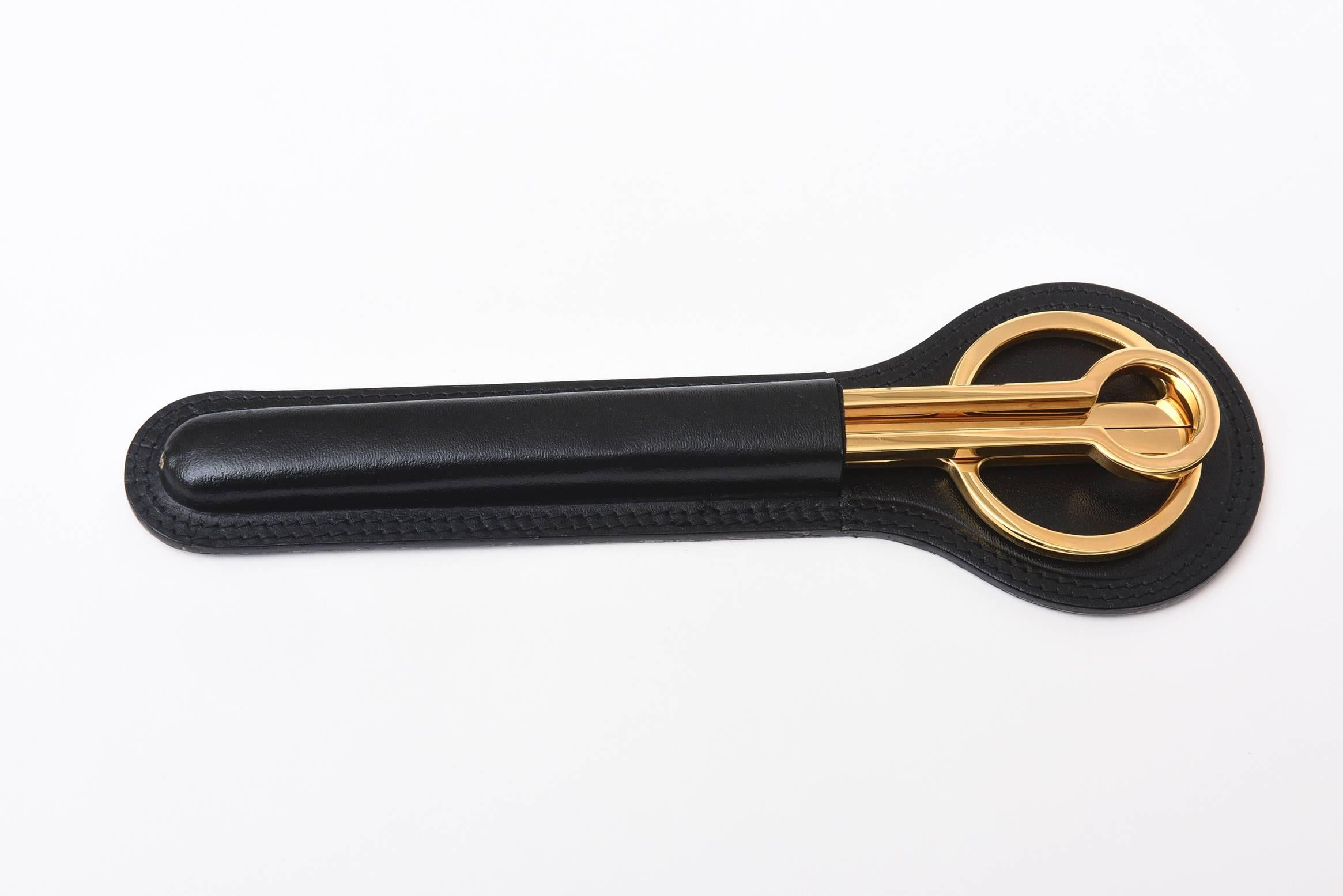 Steel Pair of Modernist Gold-Plated Letter Opener and Scissors/Desk Accessory
