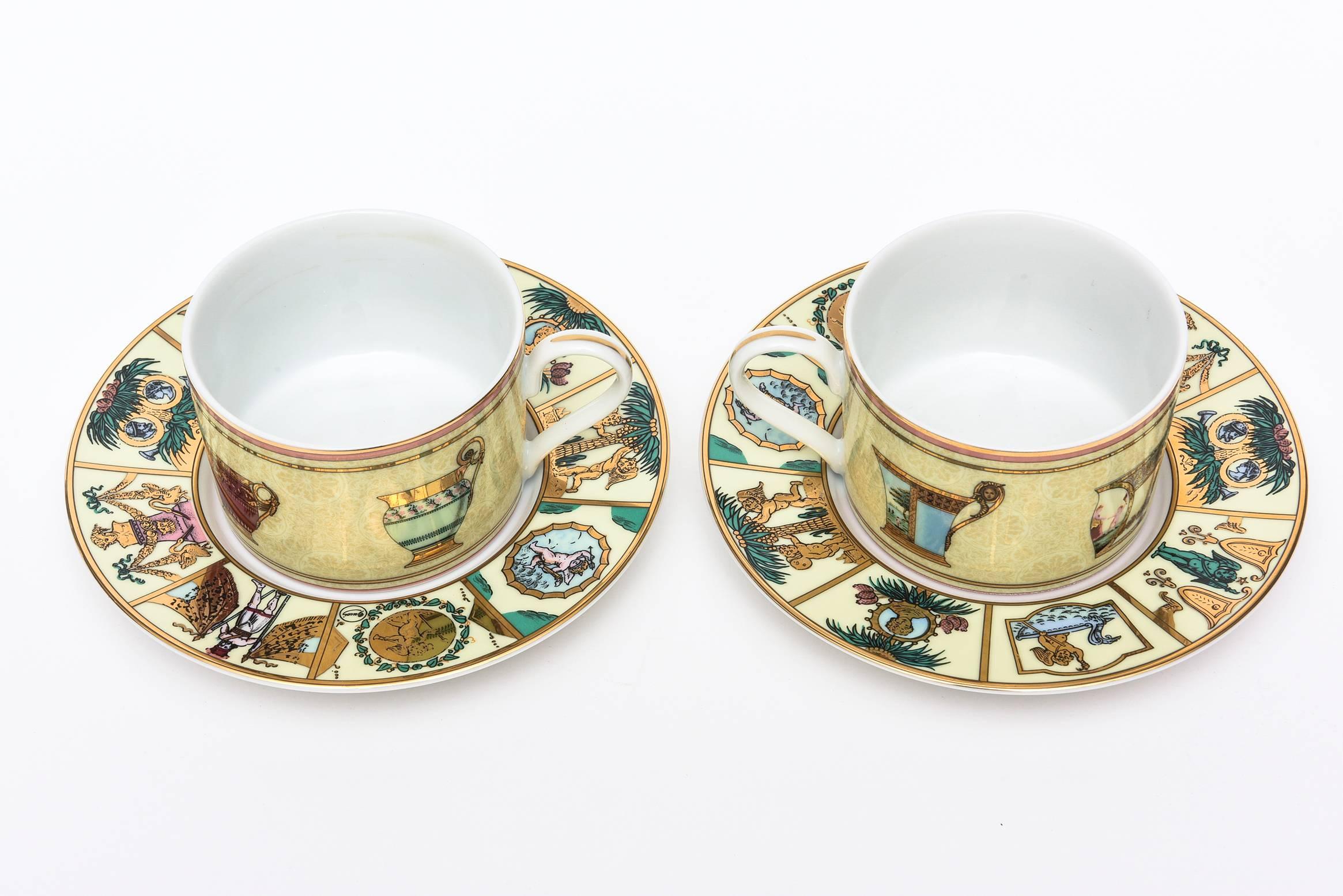Pair of Vintage Porcelain Gucci Mythological Cups and Saucers/ Tea for two.. 1