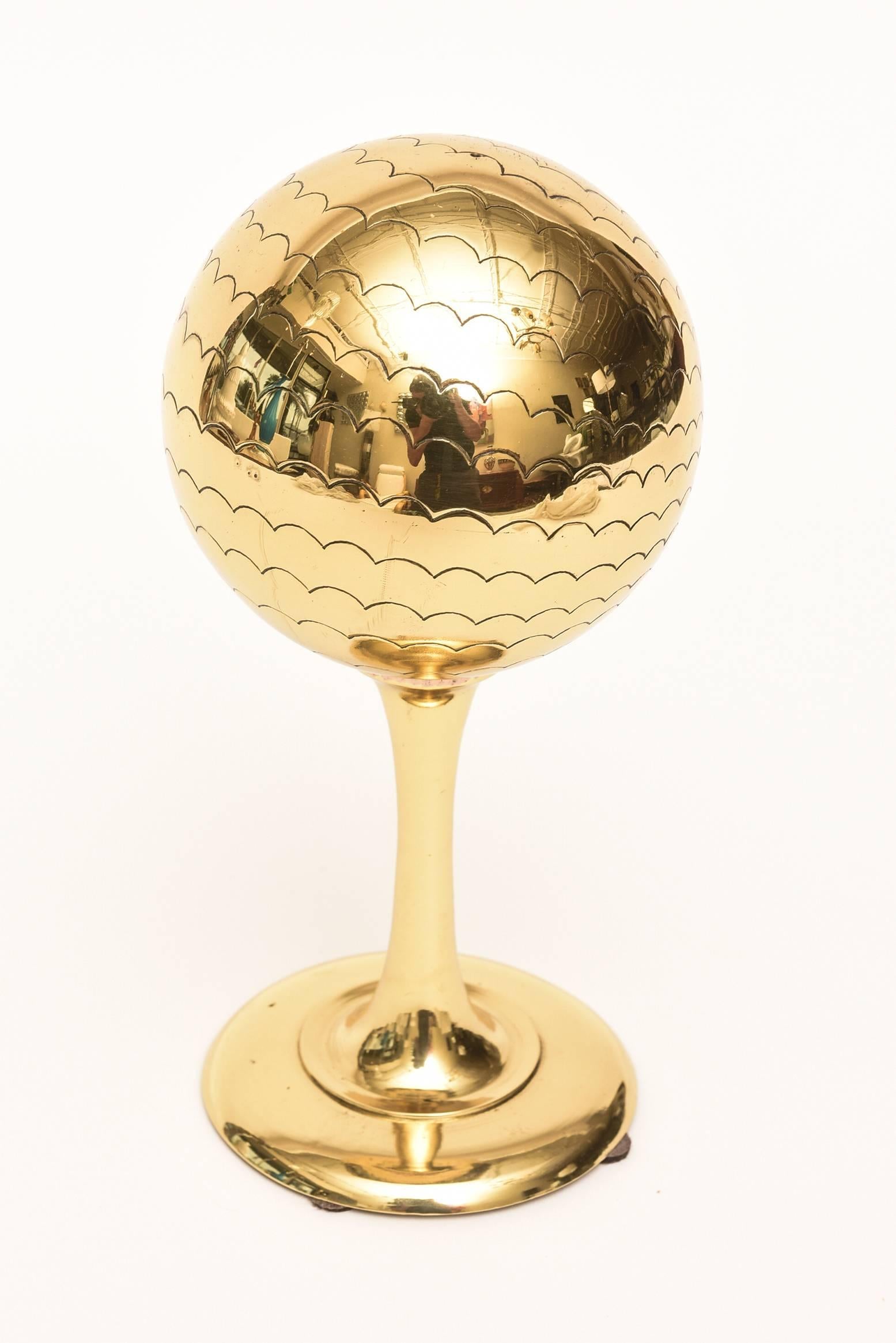 Mid-20th Century Brass Globe Sculpture or Object Mid-Century Modern Desk Accessory
