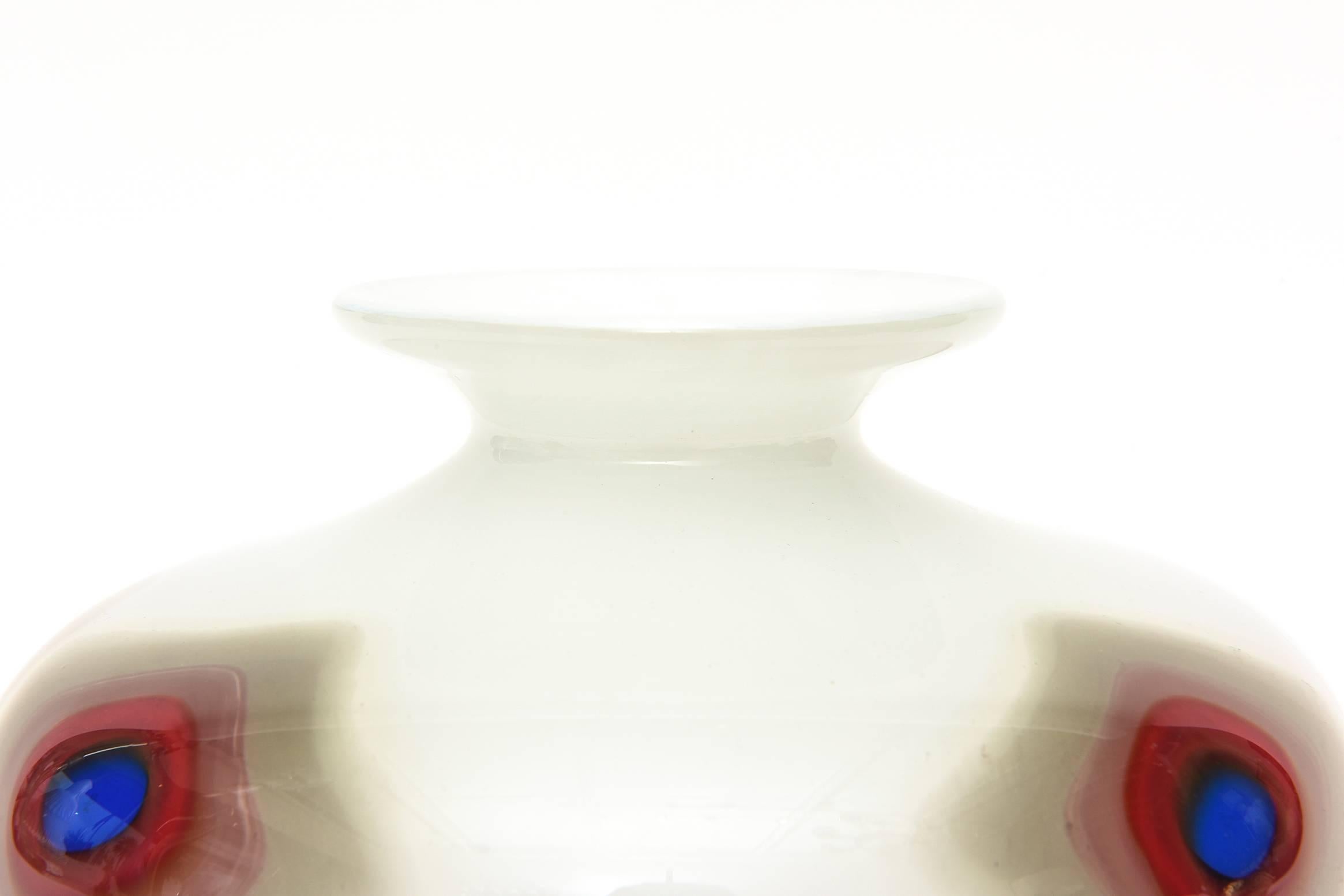 Murano Glass Bullseye Vase or Vessel Vintage Italian Vintage In Good Condition For Sale In North Miami, FL