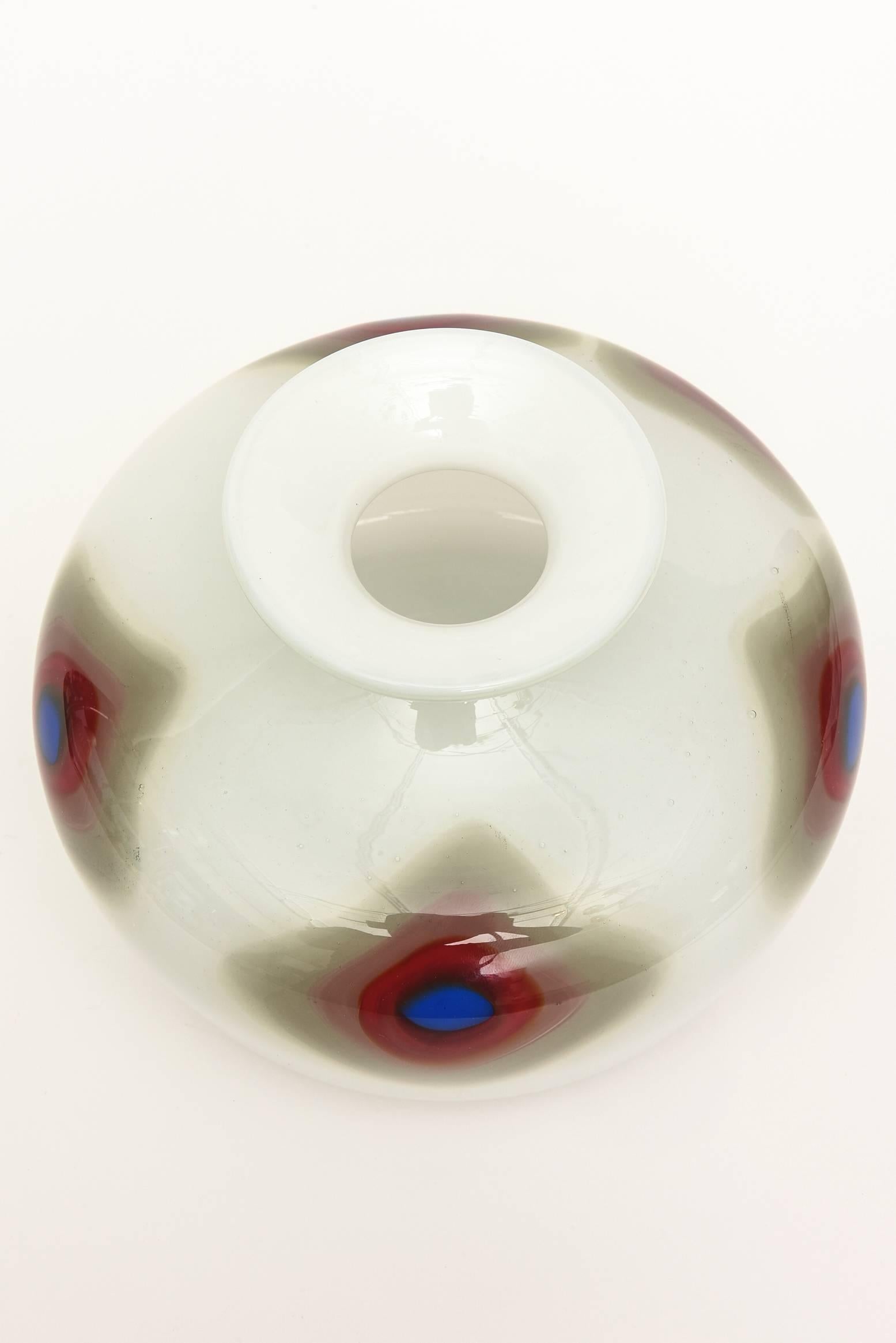 Murano Glass Bullseye Vase or Vessel Vintage Italian Vintage (Ende des 20. Jahrhunderts) im Angebot