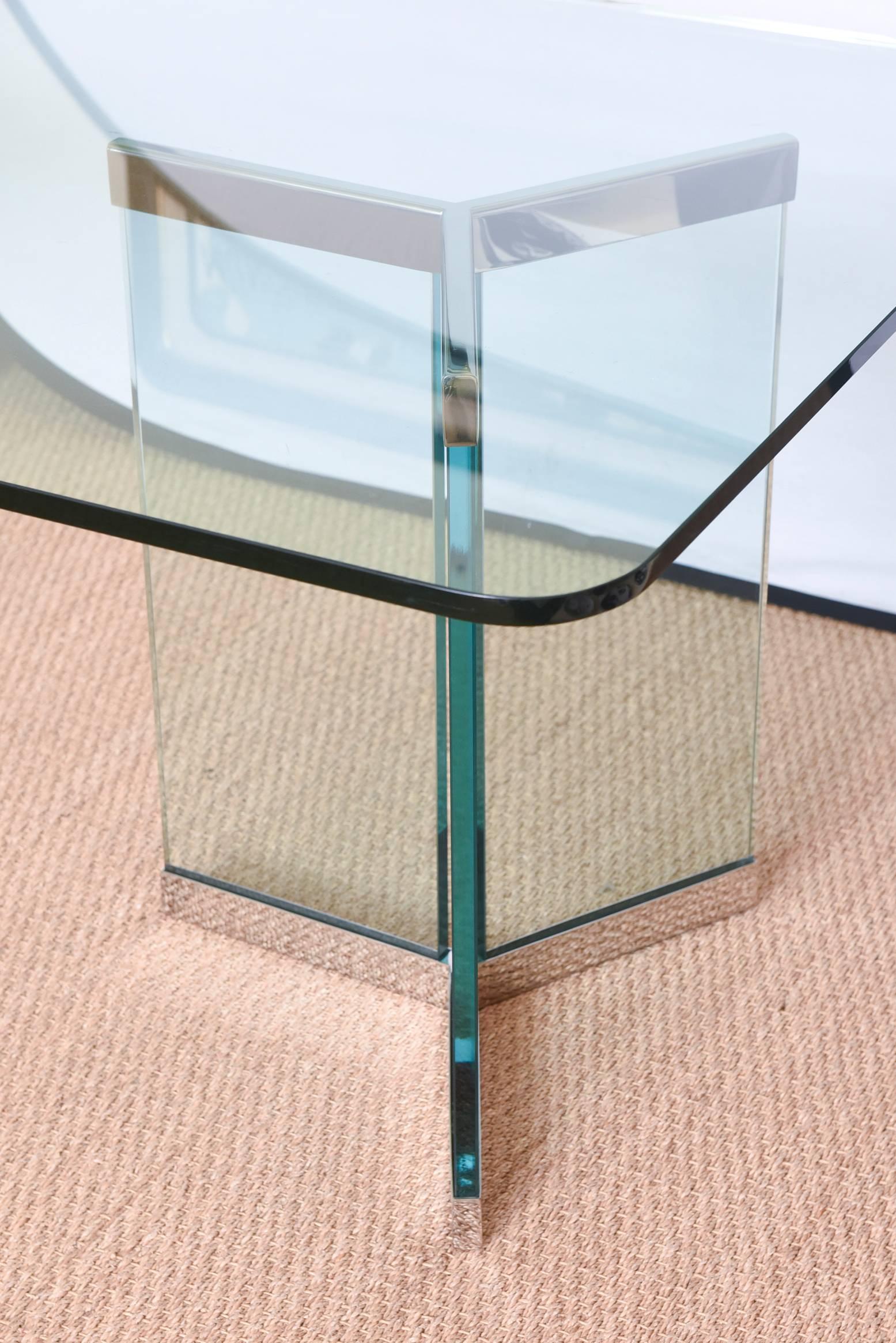 Glass Leon Rosen for Pace Sculptural Dining Table and or Desk