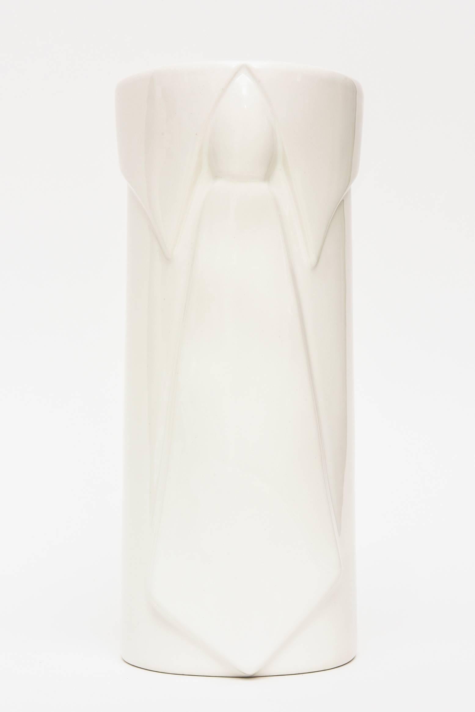 Raymor Pop Art Off-White Gazed Ceramic Vase Italian Vintage For Sale 3