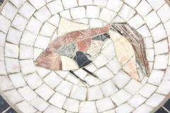 Inlaid Mosaic Marble Bowl with Abstract Fish Motif
