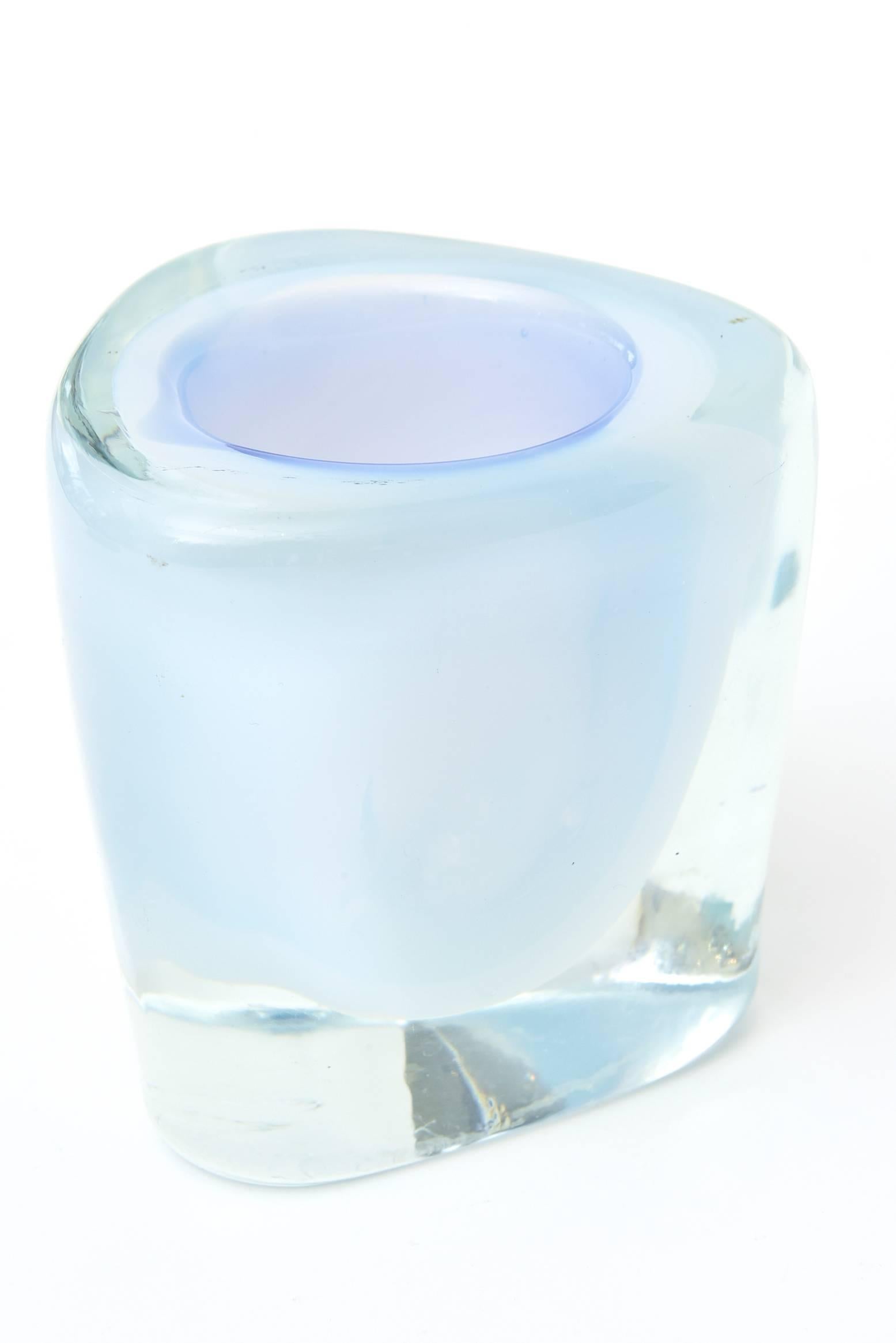Italian Murano Opalescent Sommerso Glass Vessel/Small Vase In Excellent Condition In North Miami, FL