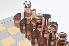 One-of-a-Kind Bronze, Stainless Steel and Lucite Monumental Chess Board