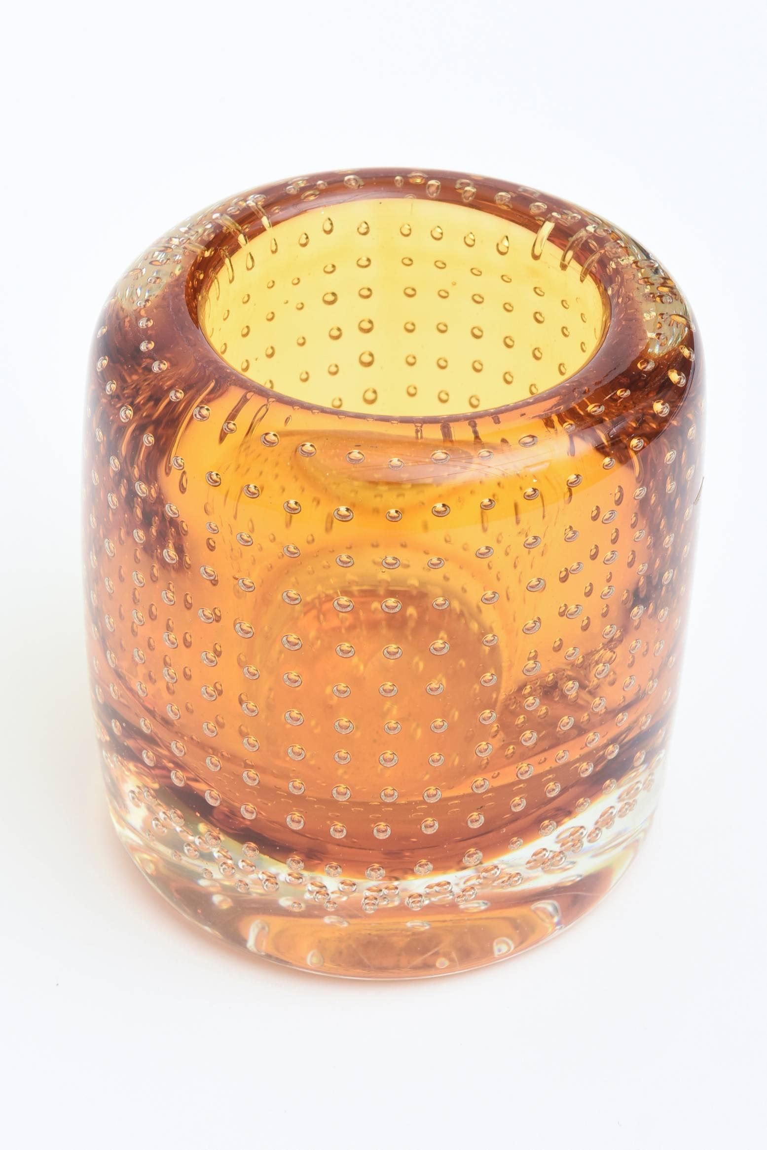 Heavy Bullecante Italian Murano Seguso Glass Vase or Candleholder 3