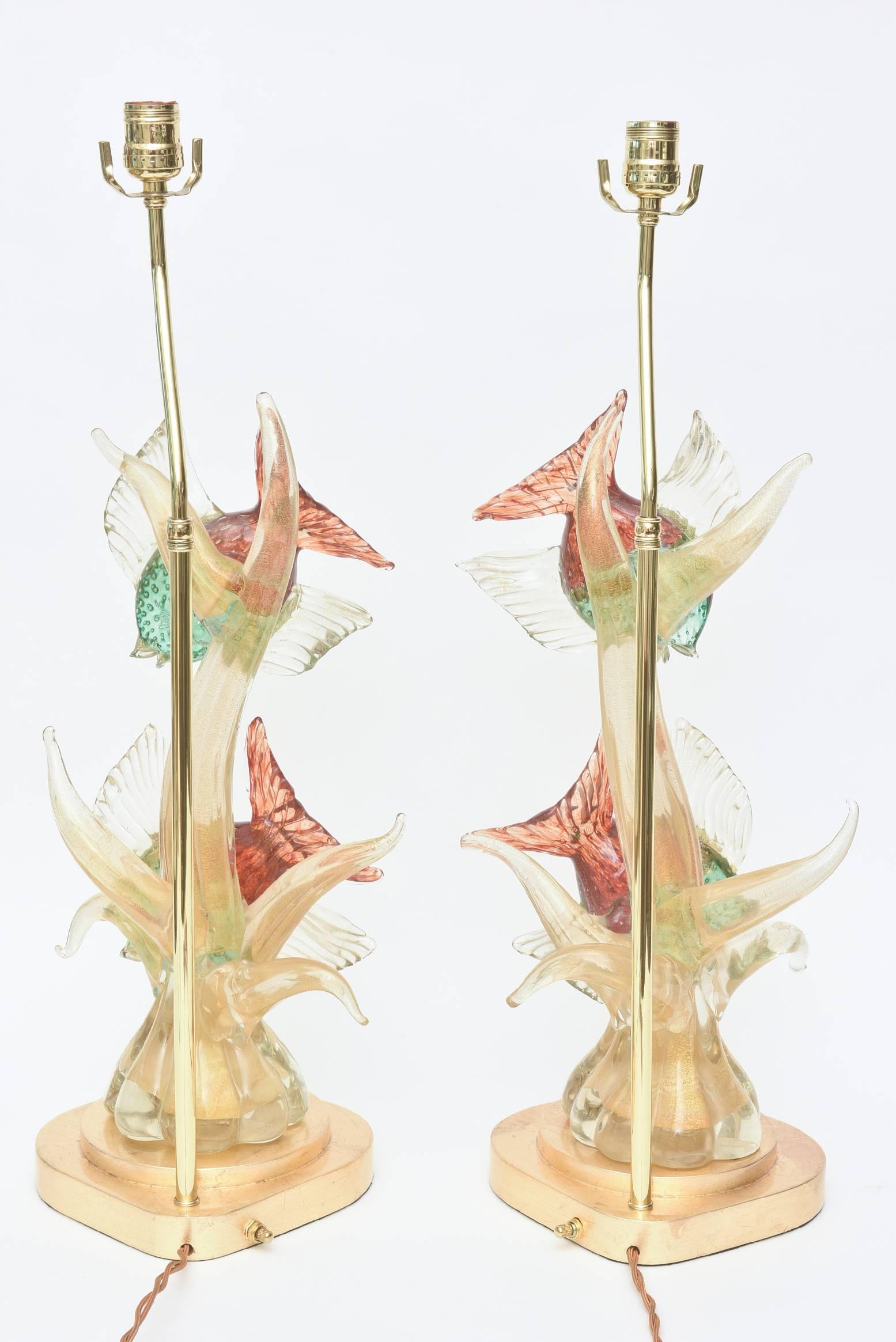 Brass  Murano Barovier e Toso Glass Lamps