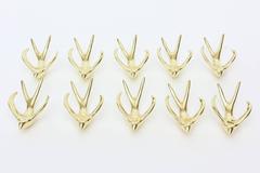 Set of 10 European Solid Brass Sculptural Napkin Holders /SATURDAY SALE