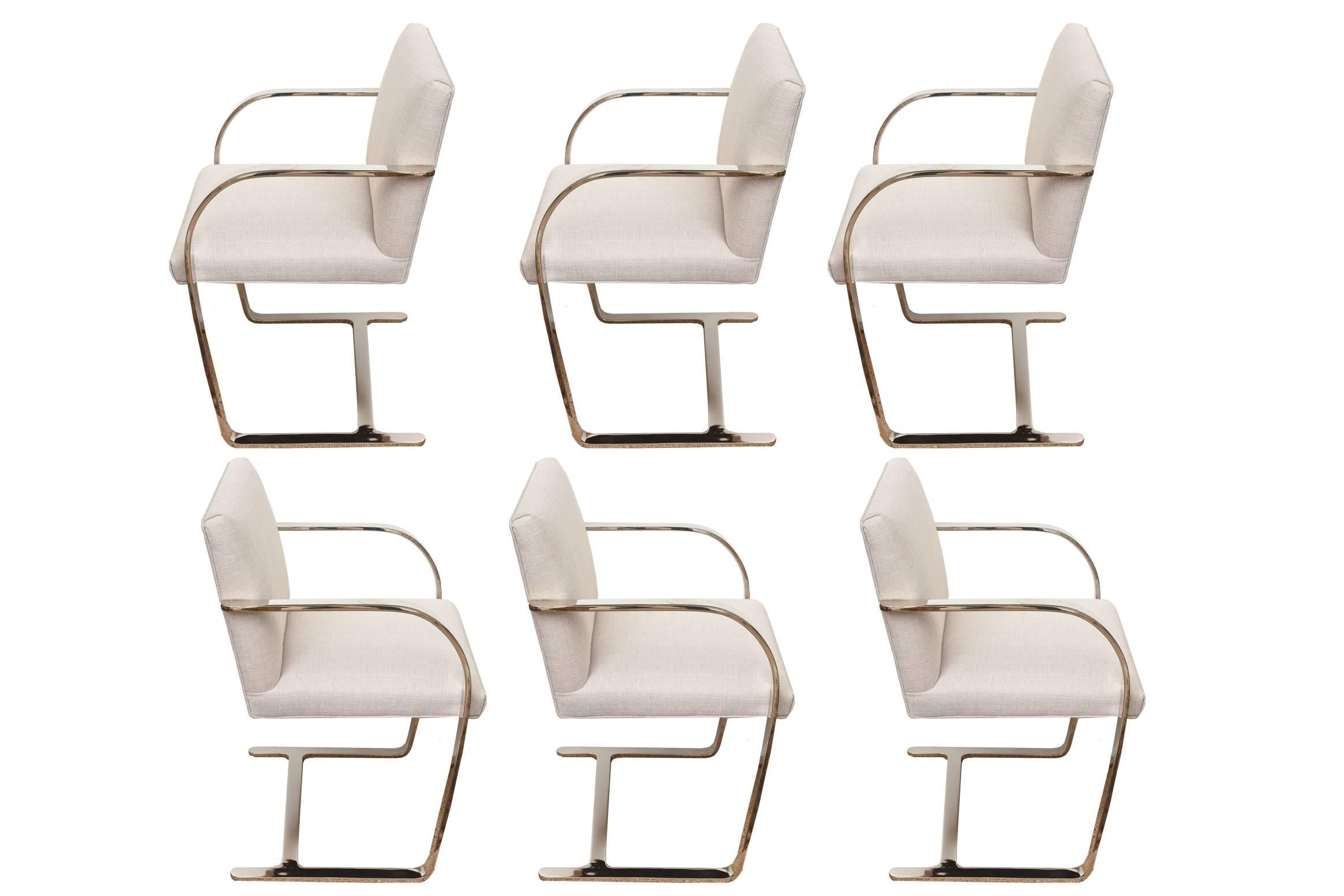 American Set of Six Knoll Mies Van Der Rohe Brno Dining Chairs