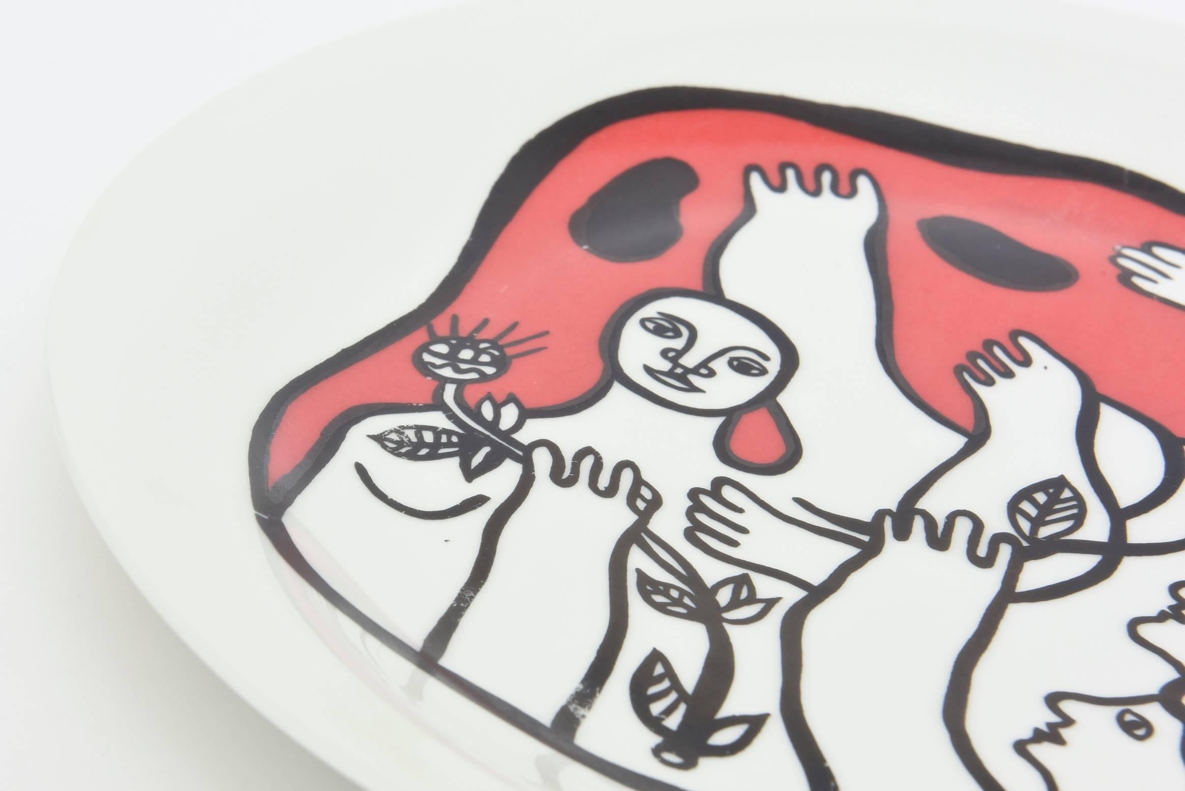 Fernand Léger After Black Red White French Limoges Porcelain Plates Set/ 4 For Sale 1
