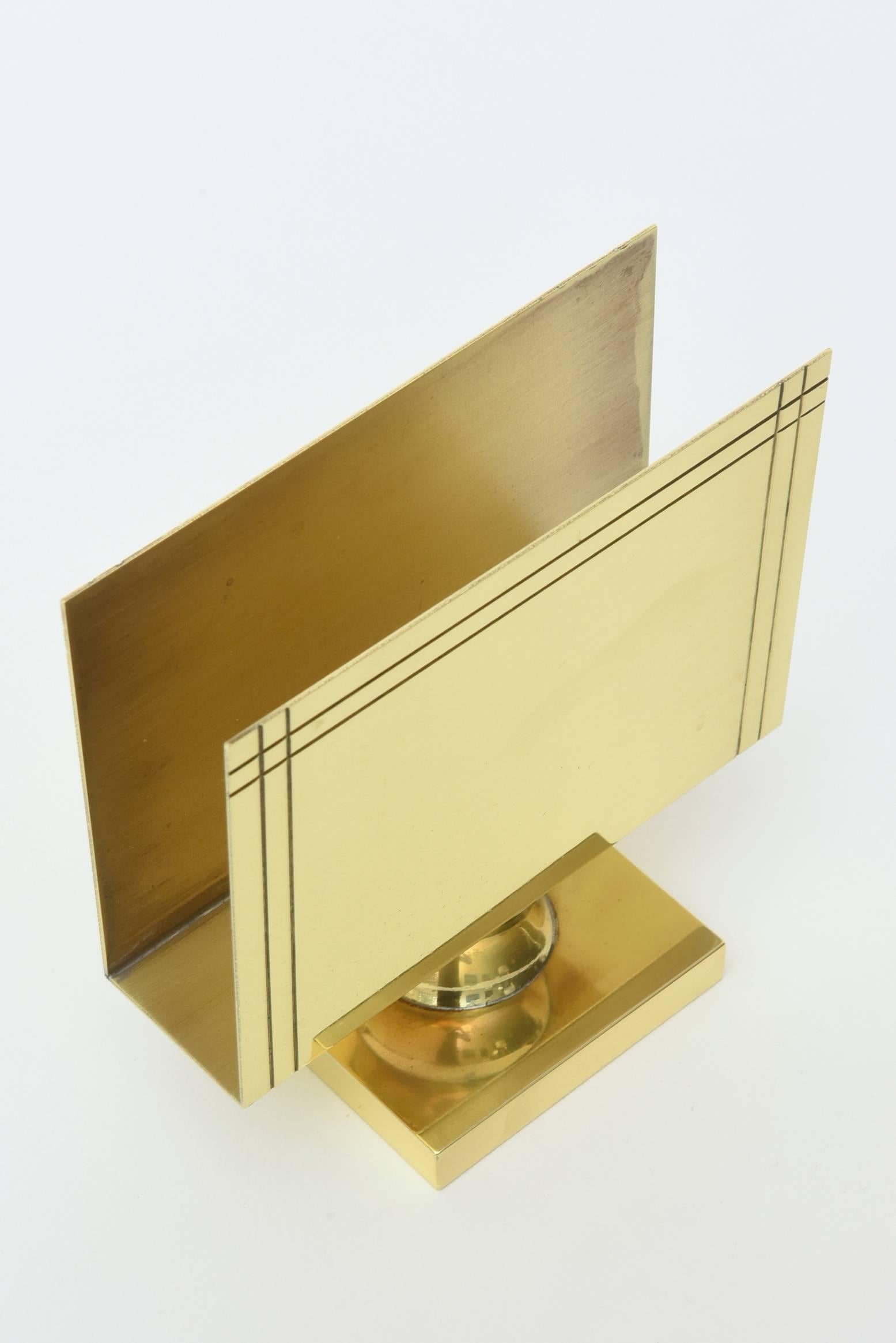 Tommi Parzinger Polished Brass Letter or Napkin Holder 1