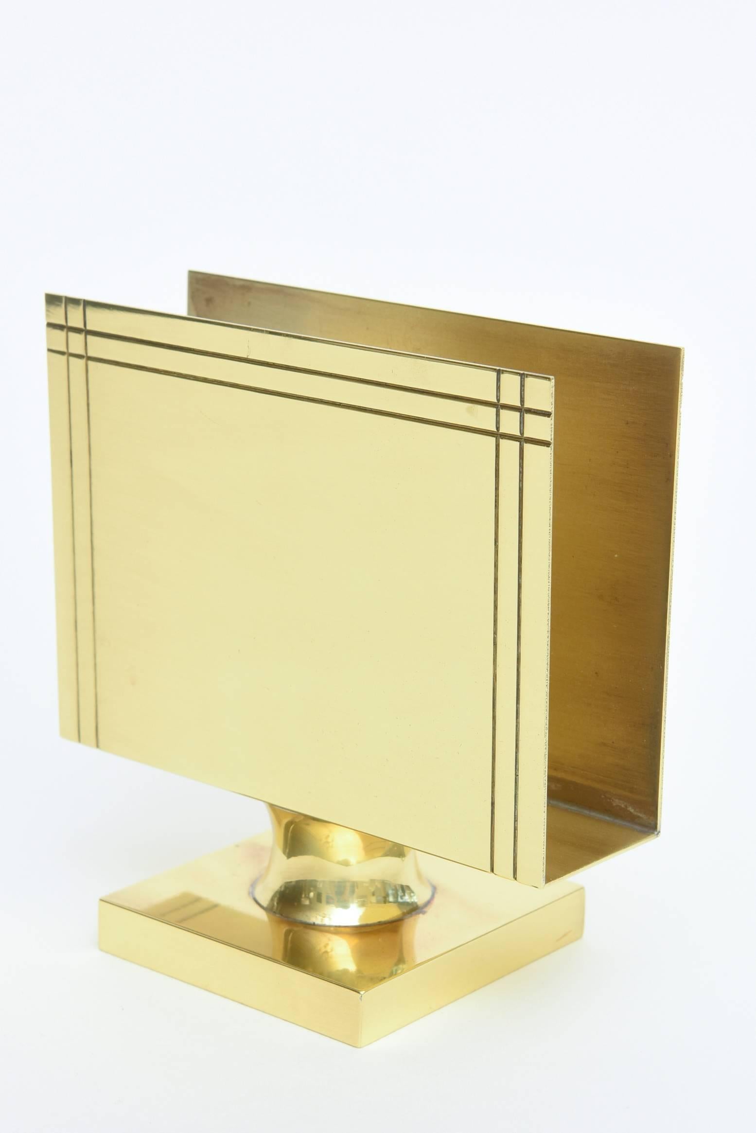 Tommi Parzinger Polished Brass Letter or Napkin Holder 2