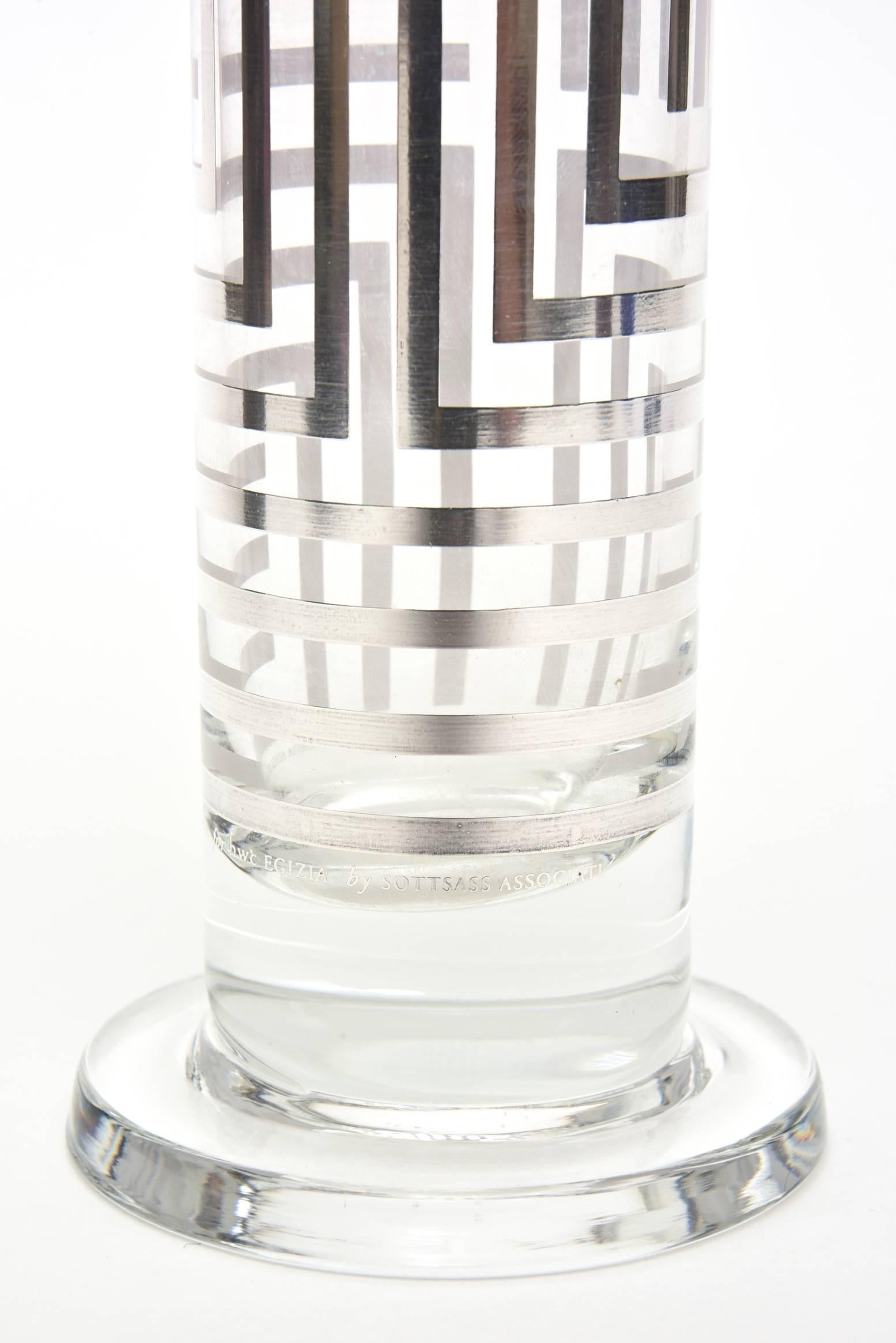 Italian Ettore Sottsass Sterling Silver Geometric Vase Signed