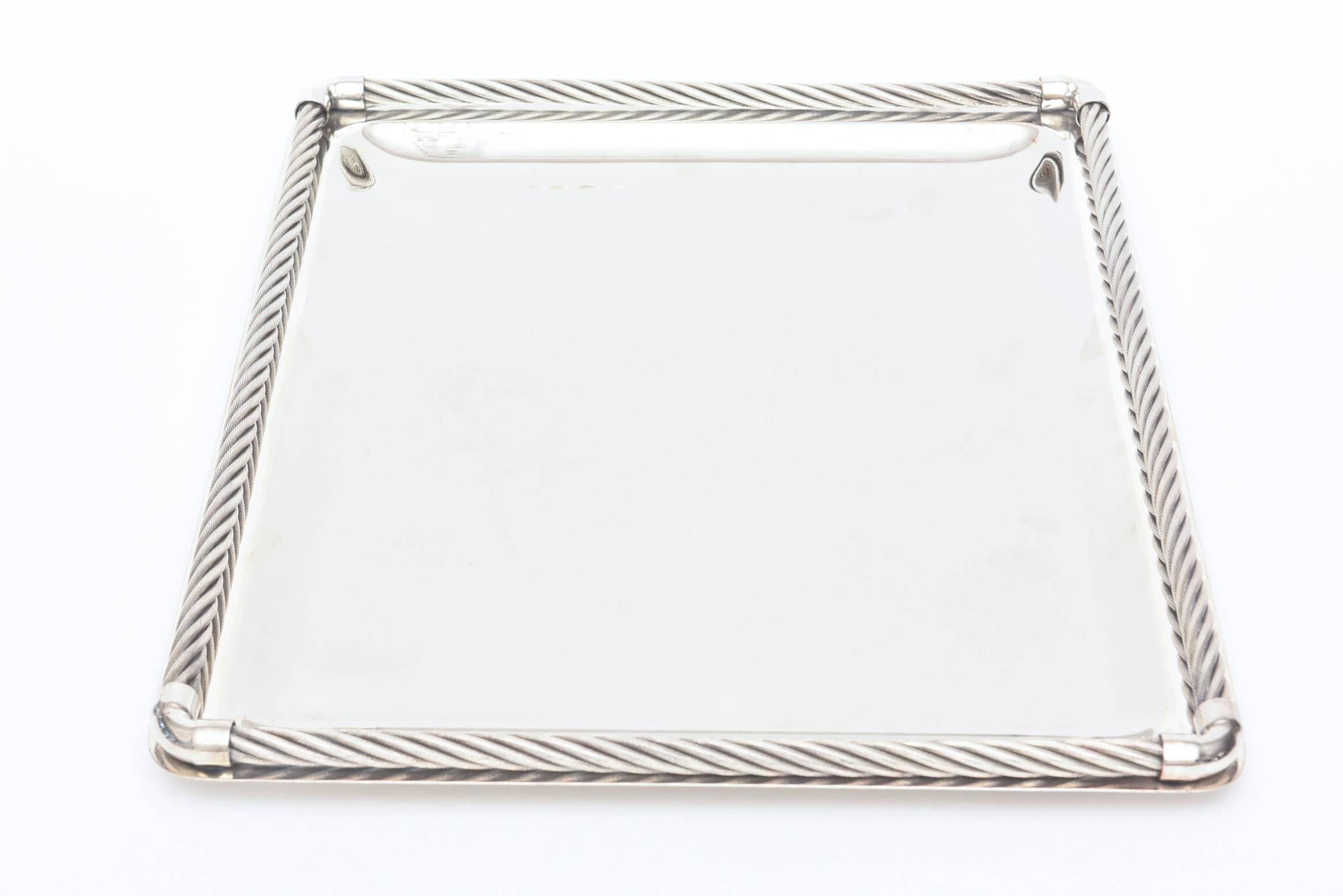 Late 20th Century Signed Italian Gucci Silver- Plate Braided / Rope Tray