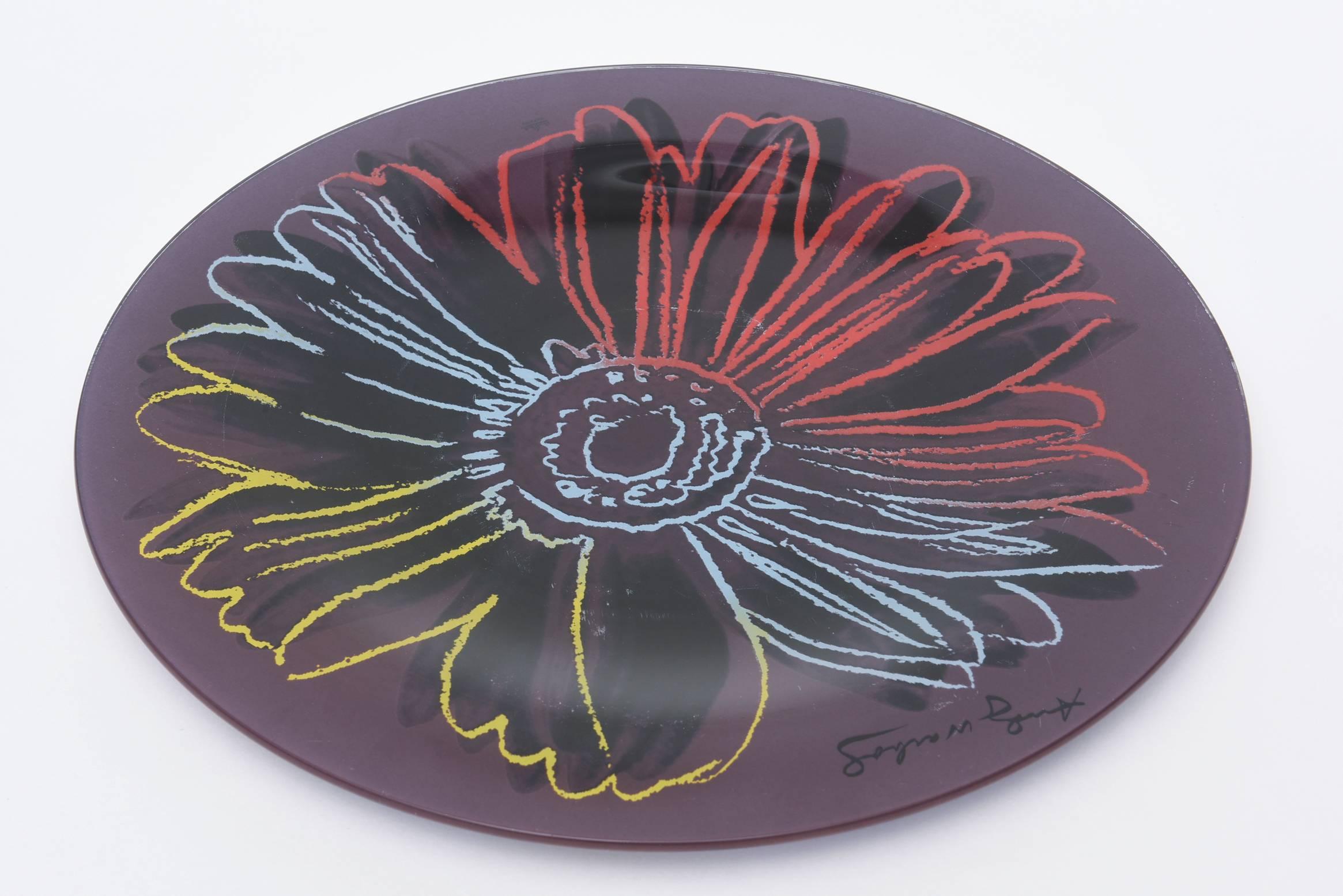 Andy Warhol Glass Abstract Flower Plate/Serving Piece 3