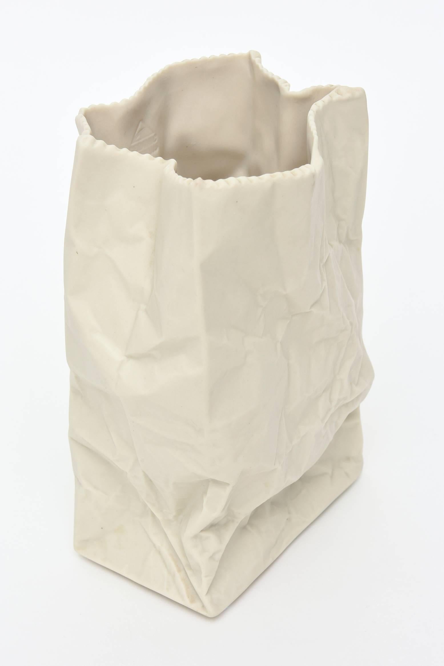 Organic Modern Crushed and Folded Bag Ceramic Sculpture or Vase /SATURDAY SALE