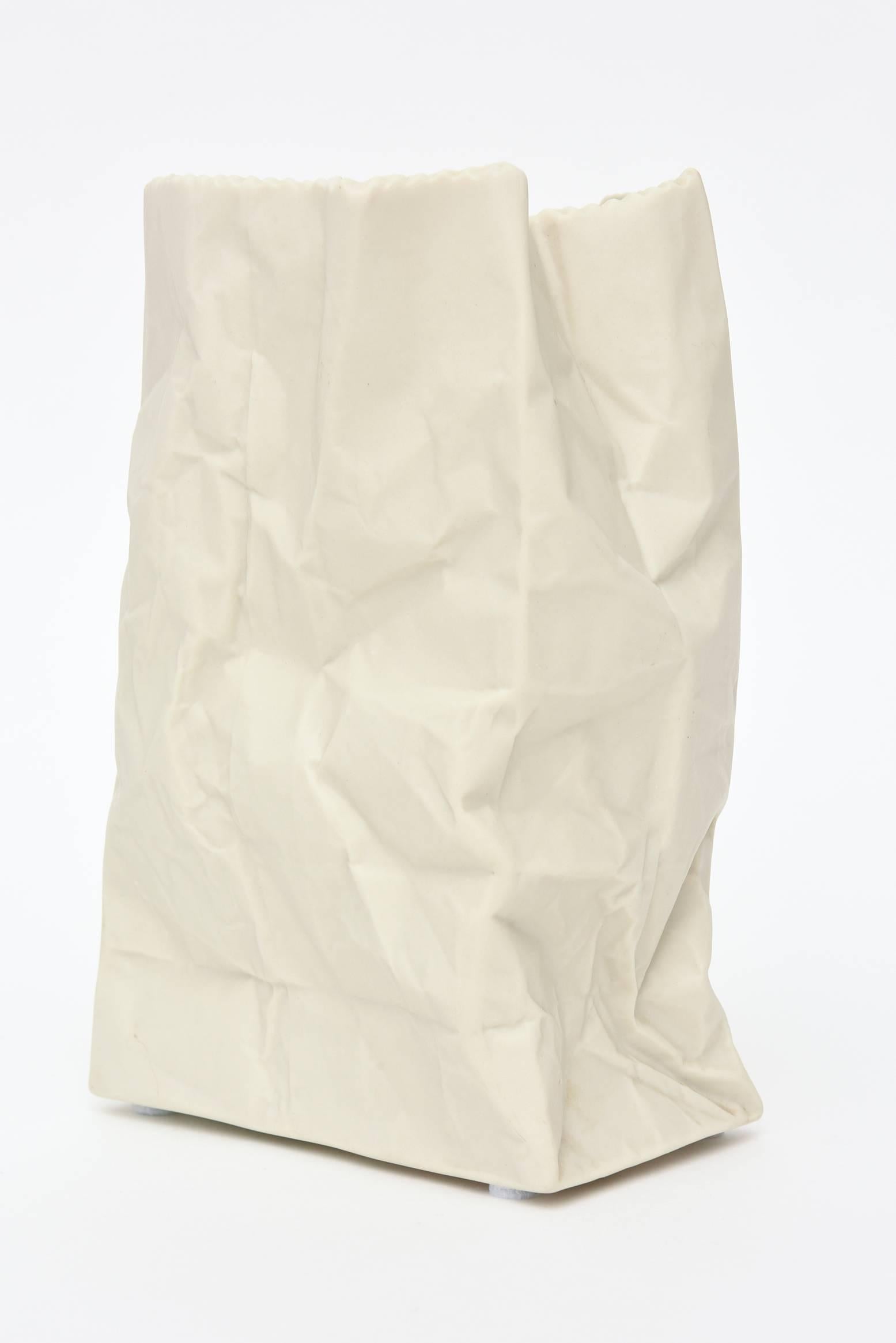American Crushed and Folded Bag Ceramic Sculpture or Vase /SATURDAY SALE