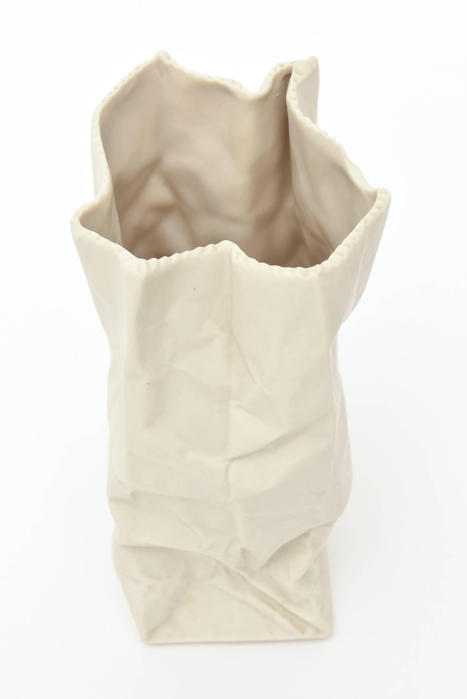 Crushed and Folded Bag Ceramic Sculpture or Vase /SATURDAY SALE 2