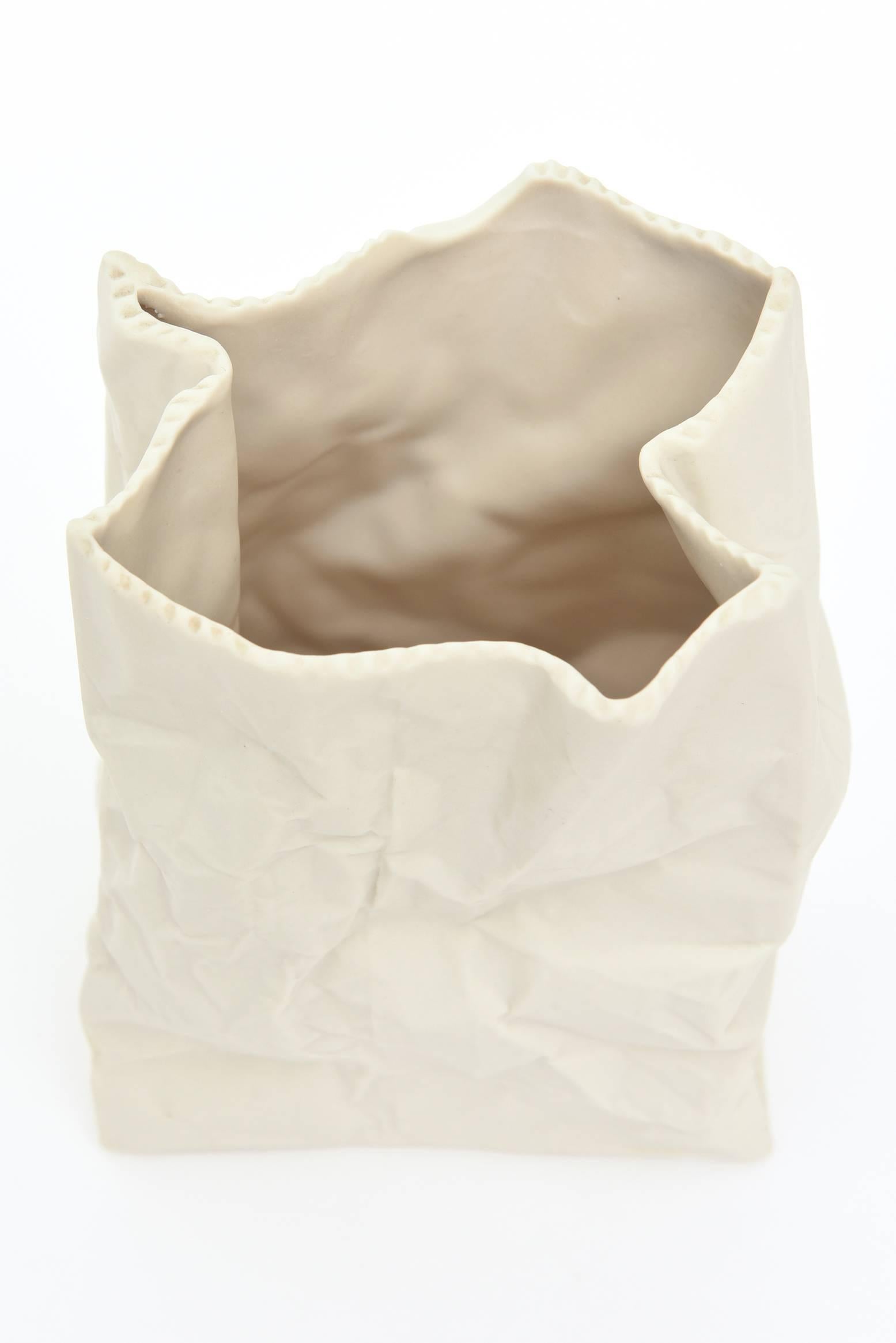 Crushed and Folded Bag Ceramic Sculpture or Vase /SATURDAY SALE 3