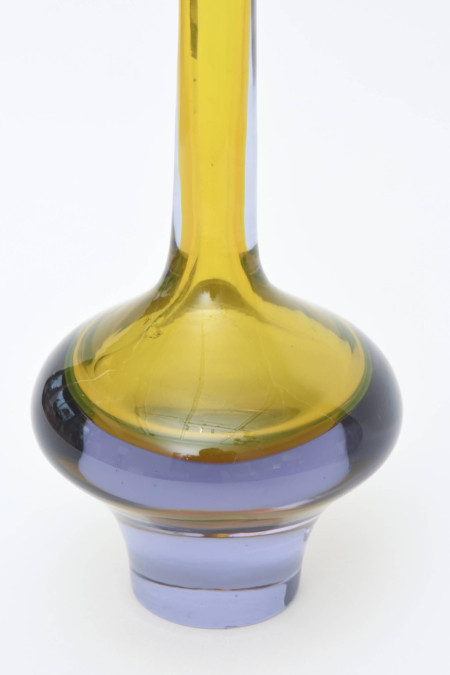 Mid-Century Modern Seguso Sommerso Glass Vase or Vessel or Sculpture Signed Vintage