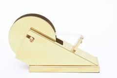 Vintage Modernist Sculptural Brass Tape Dispenser, Tape Holder Desk Accessory