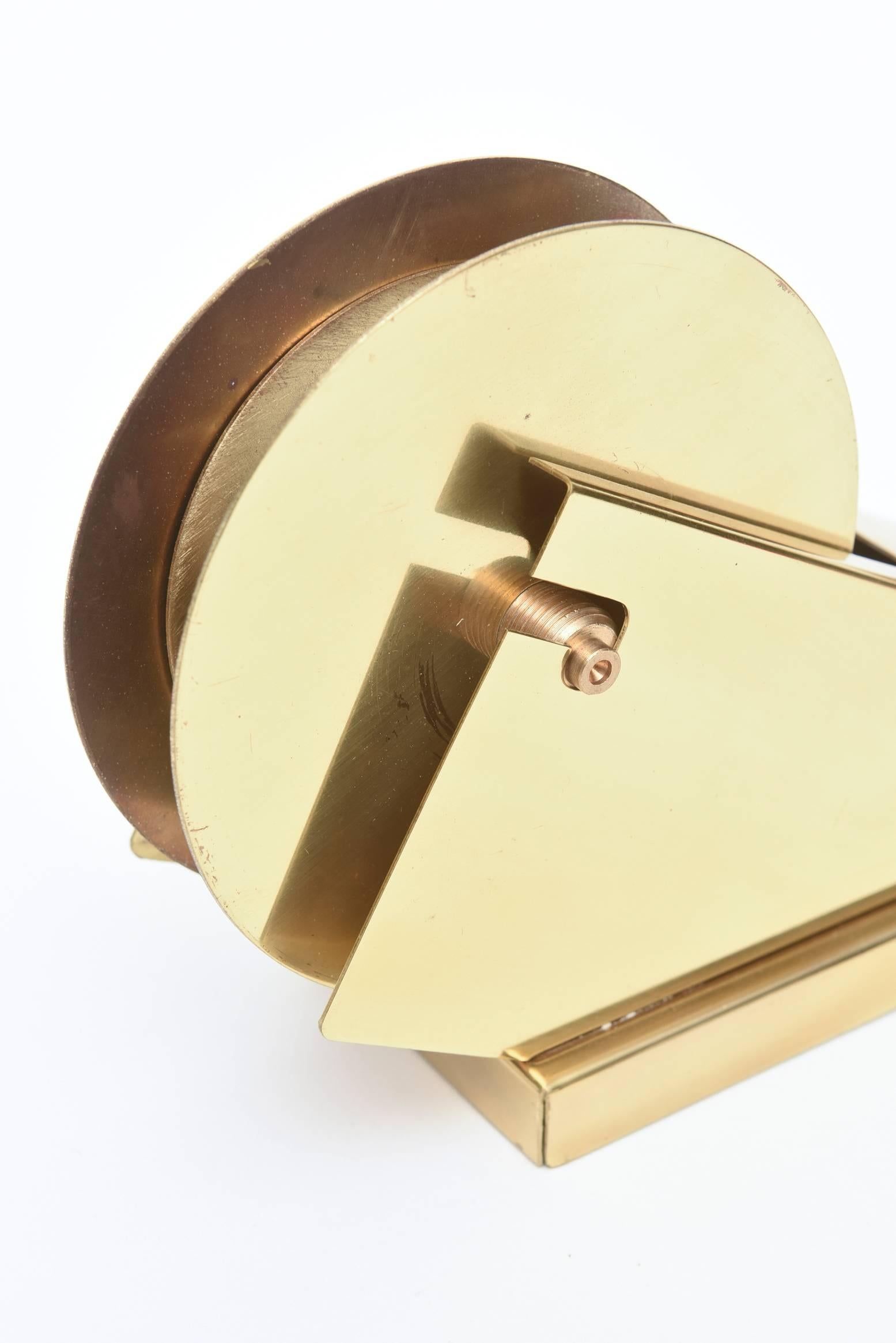 Late 20th Century Sculptural Brass Tape Dispenser or Tape Holder Modernist For Sale