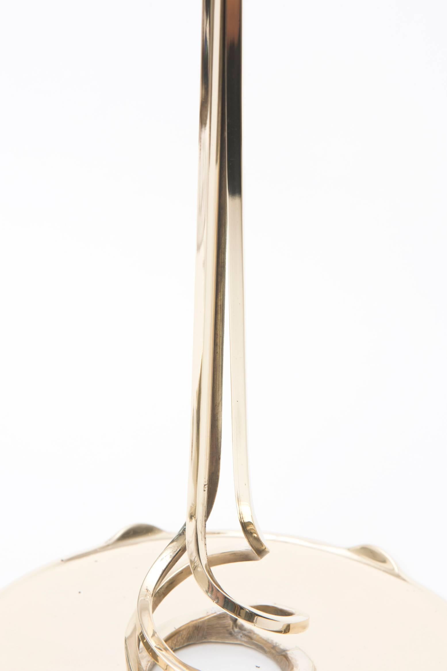 German Pair of Rare Friedrich Adler Art Nouveau Polished Brass Candlesticks