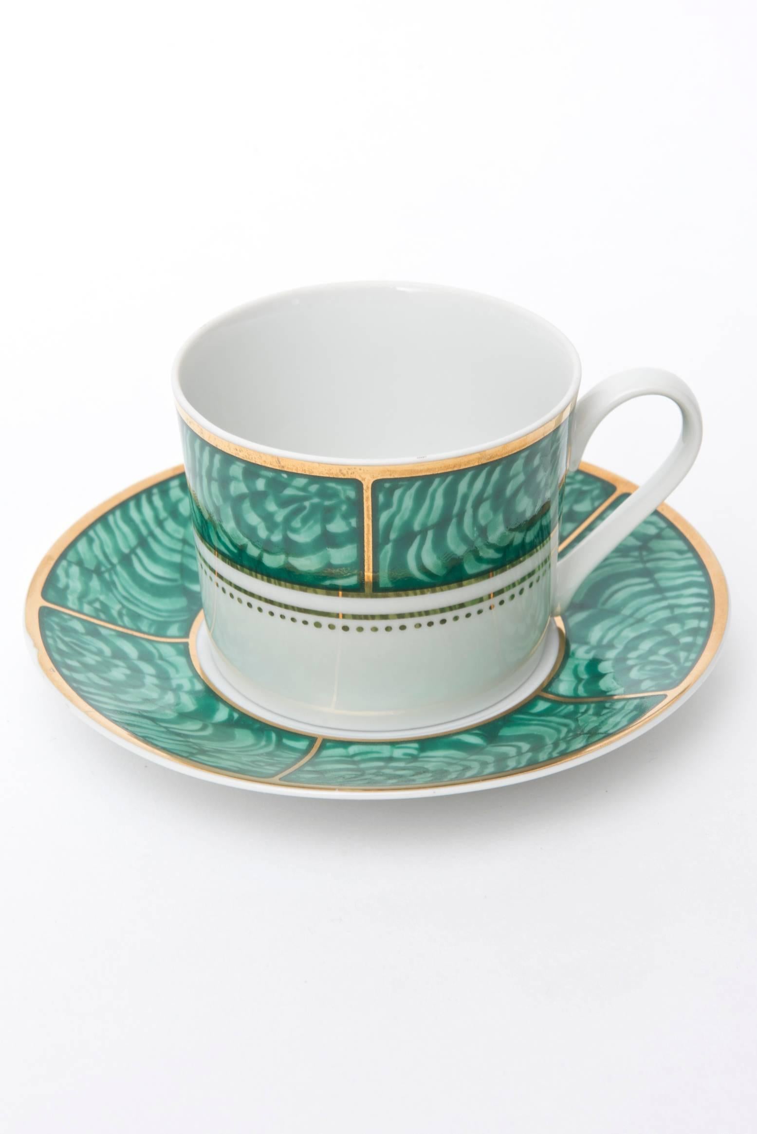 Mid-Century Modern Georges Briard Imperial Malachite Porcelain China Service for Four Vintage